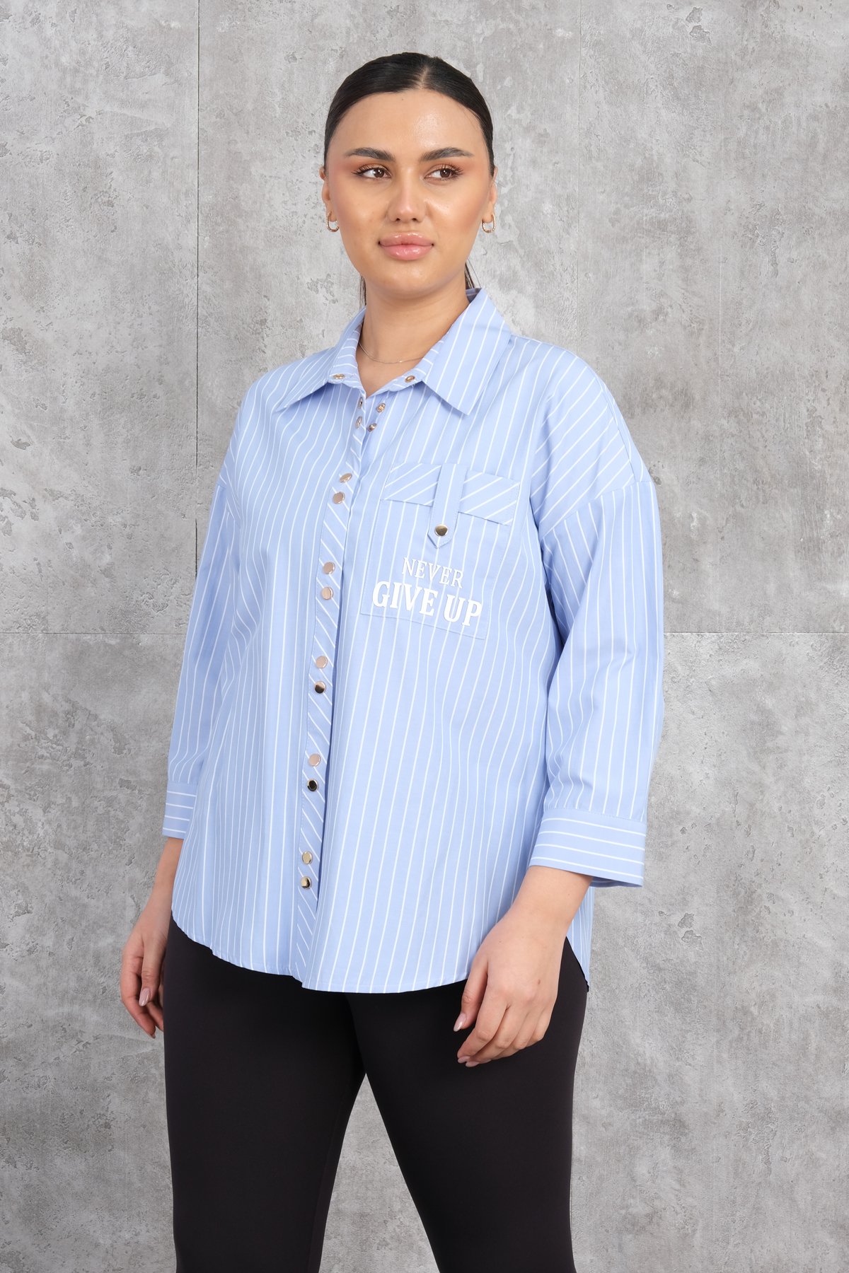 Super Plus Size Shirt-Blue