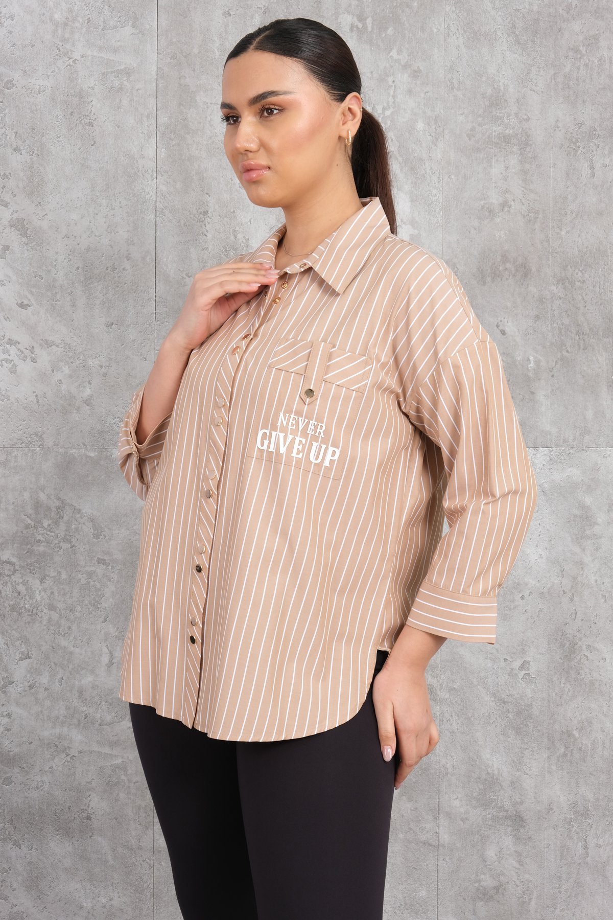 Plus Size Shirt-Brown