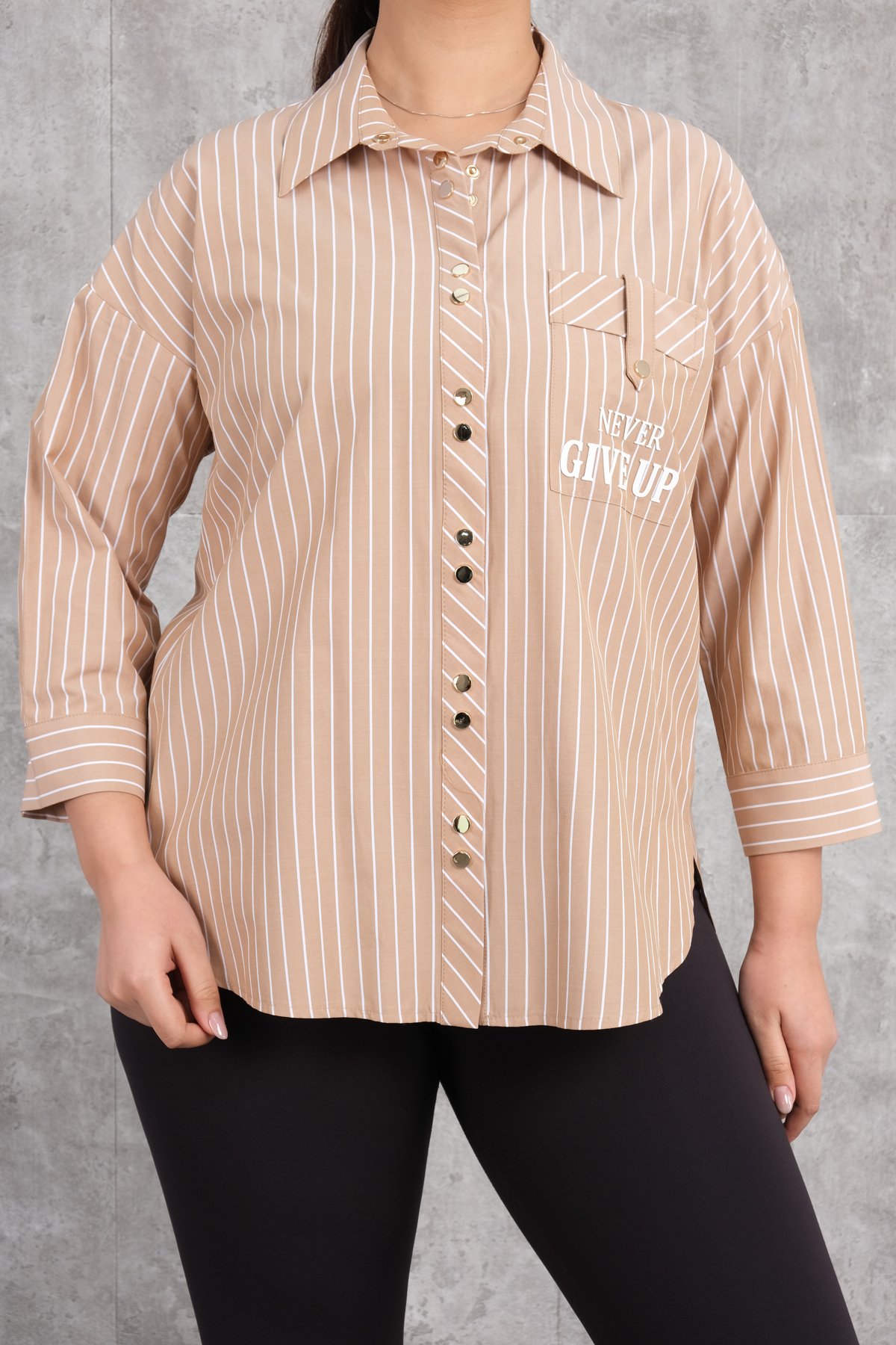 Plus Size Shirt-Brown