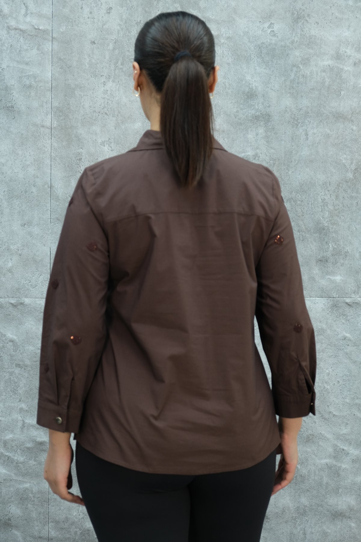 Plus Size Shirt-Brown