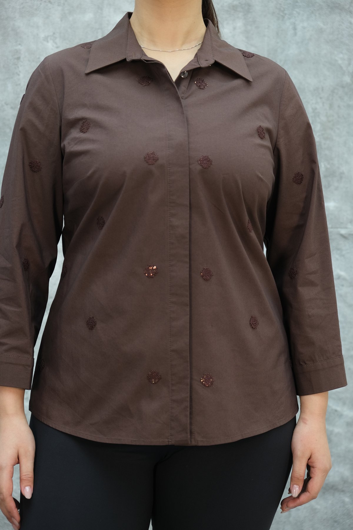 Super Plus Size Shirt-Brown