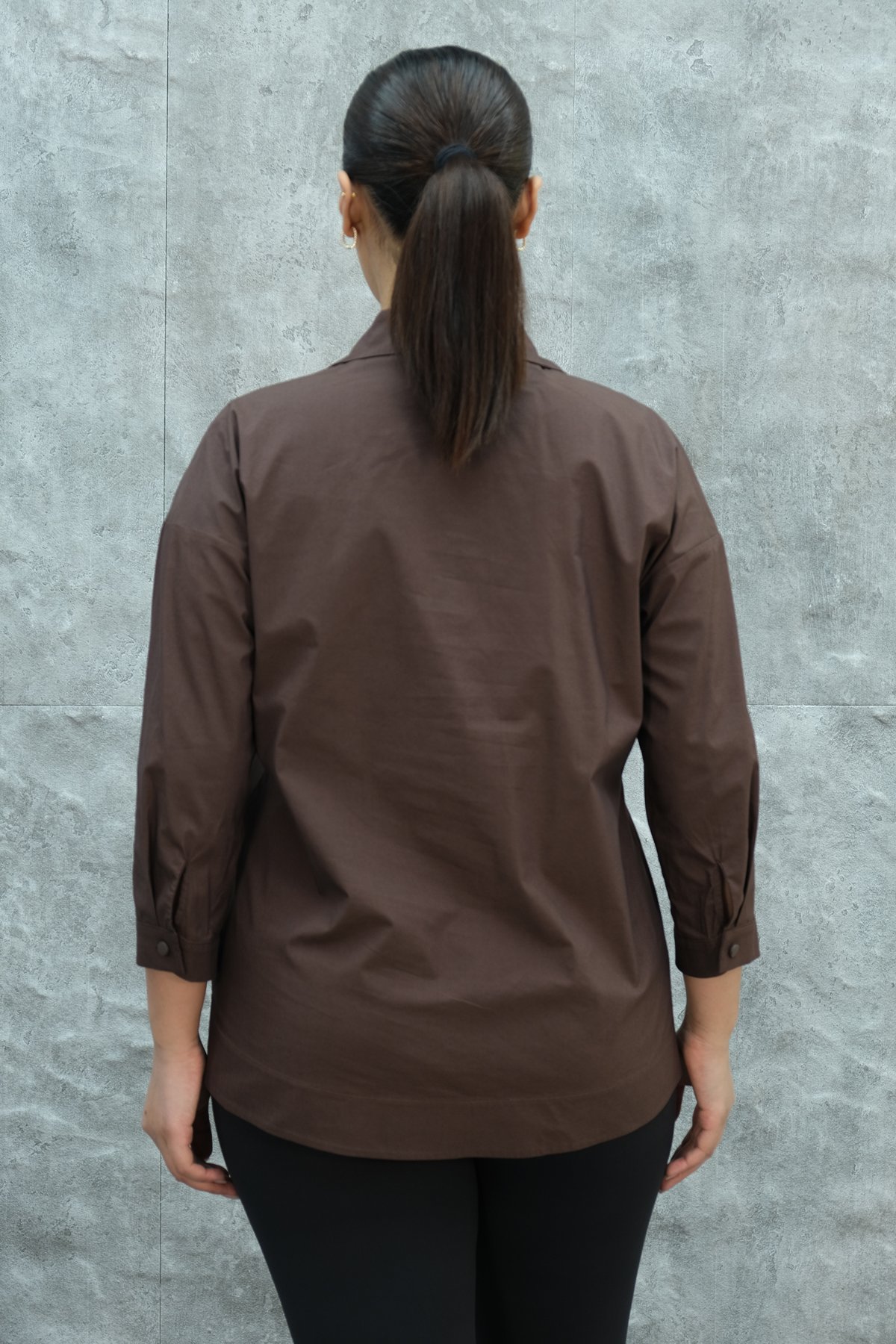 Super Plus Size Shirt-Brown