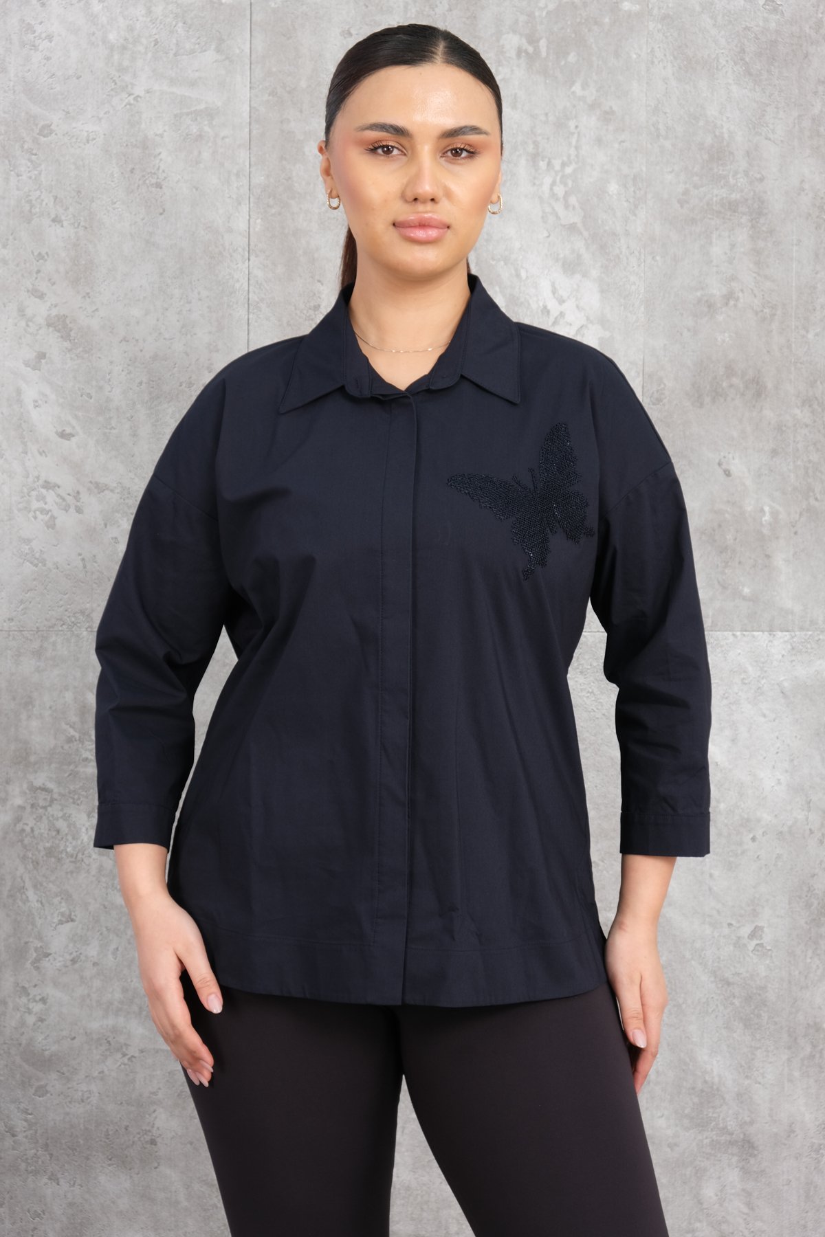 Plus Size Shirt-Dark Blue