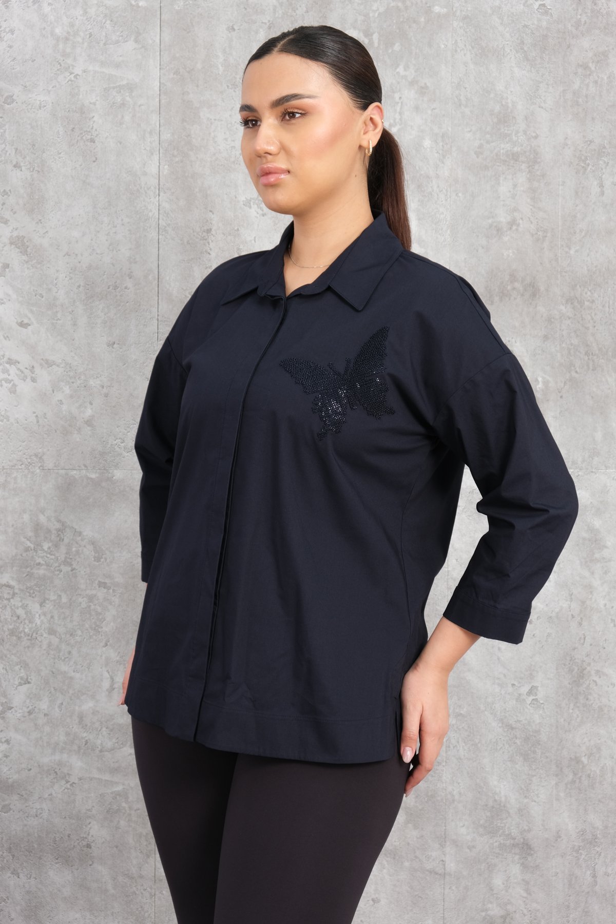 Plus Size Shirt-Dark Blue