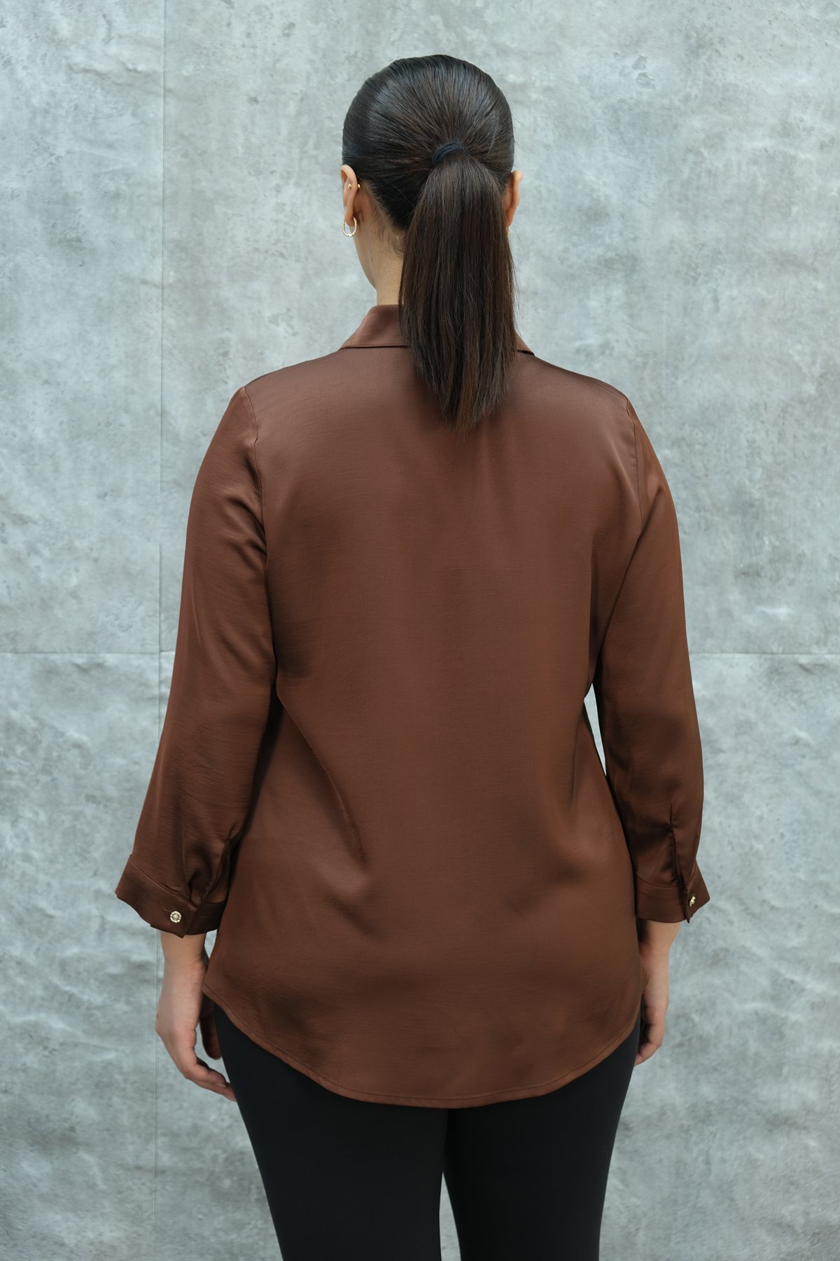 Plus Size Shirt-Brown