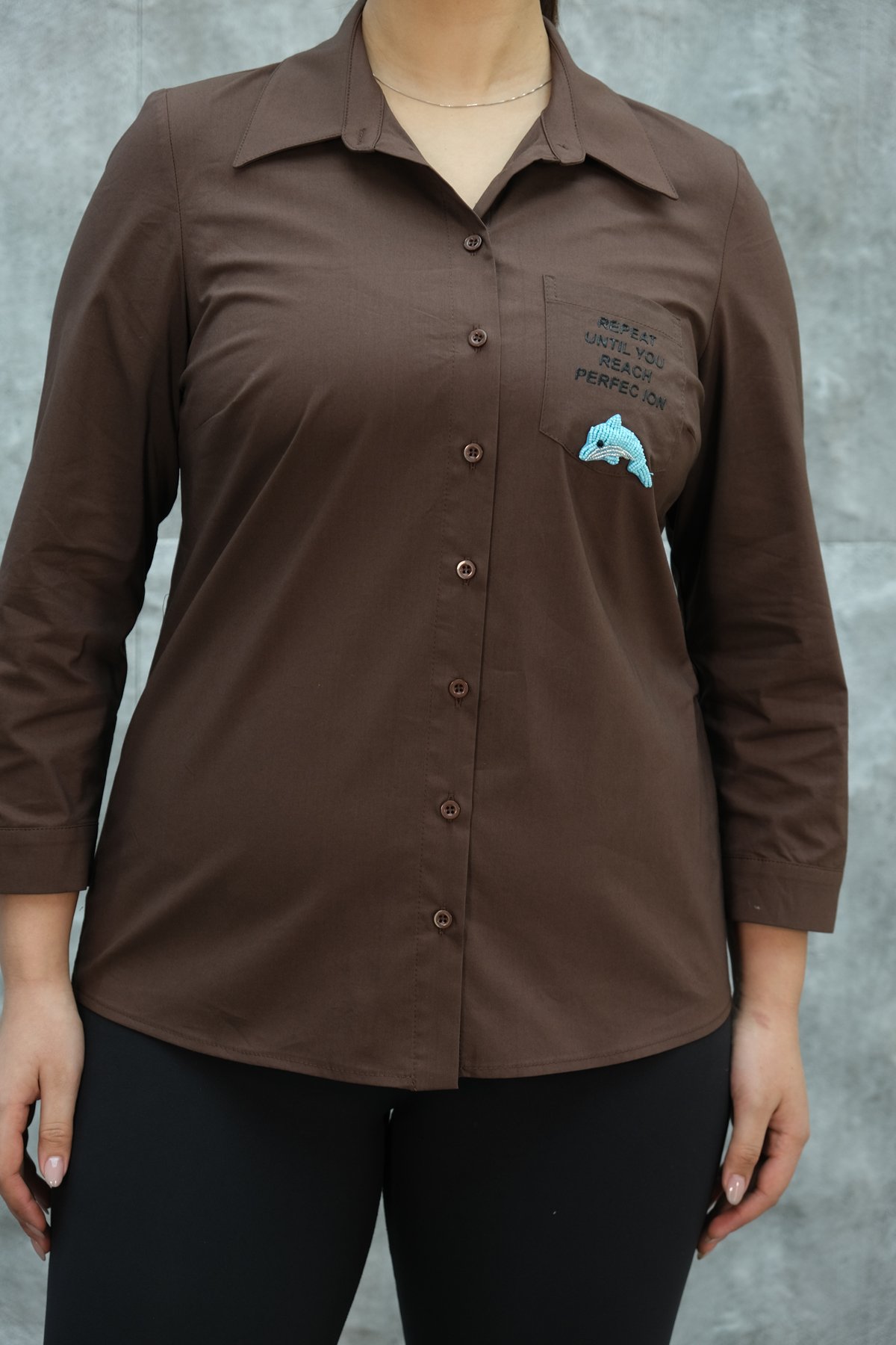 Super Plus Size Shirt-Brown