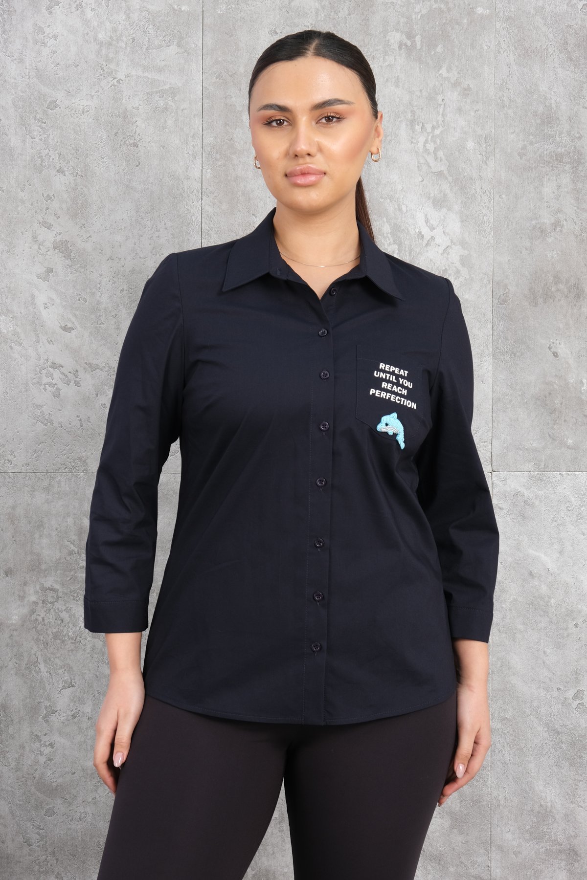 Plus Size Shirt-Dark Blue