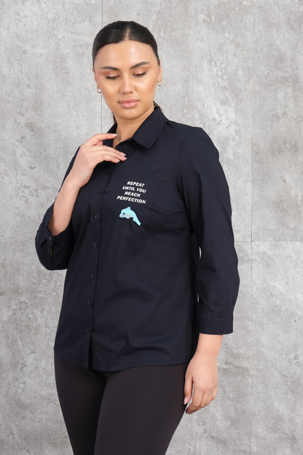 Plus Size Shirt-Dark Blue