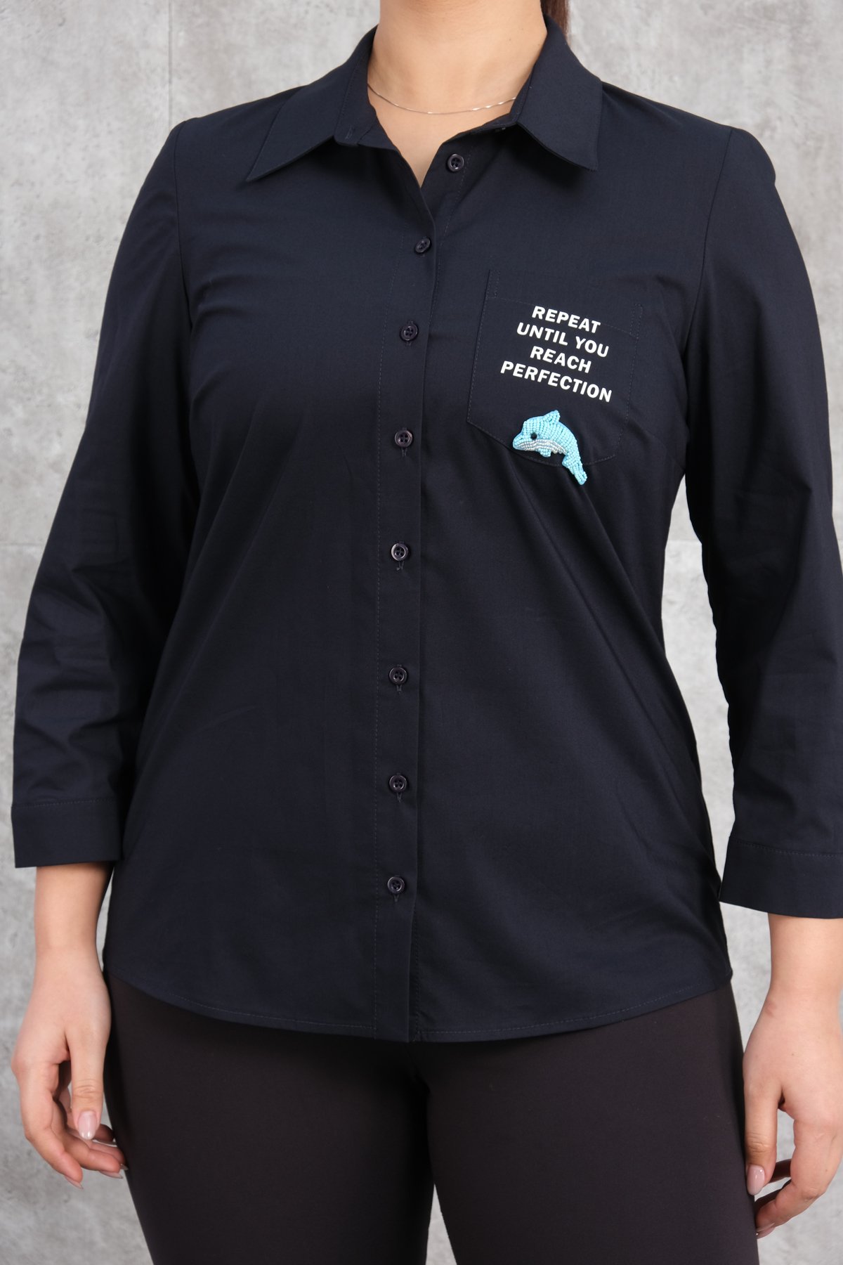 Super Plus Size Shirt-Dark Blue