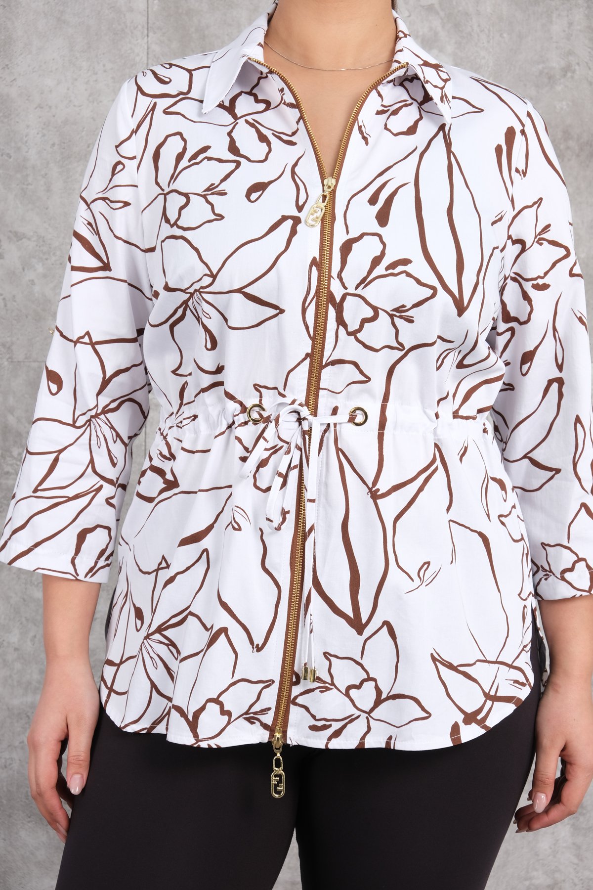 Plus Size Blouse-Brown