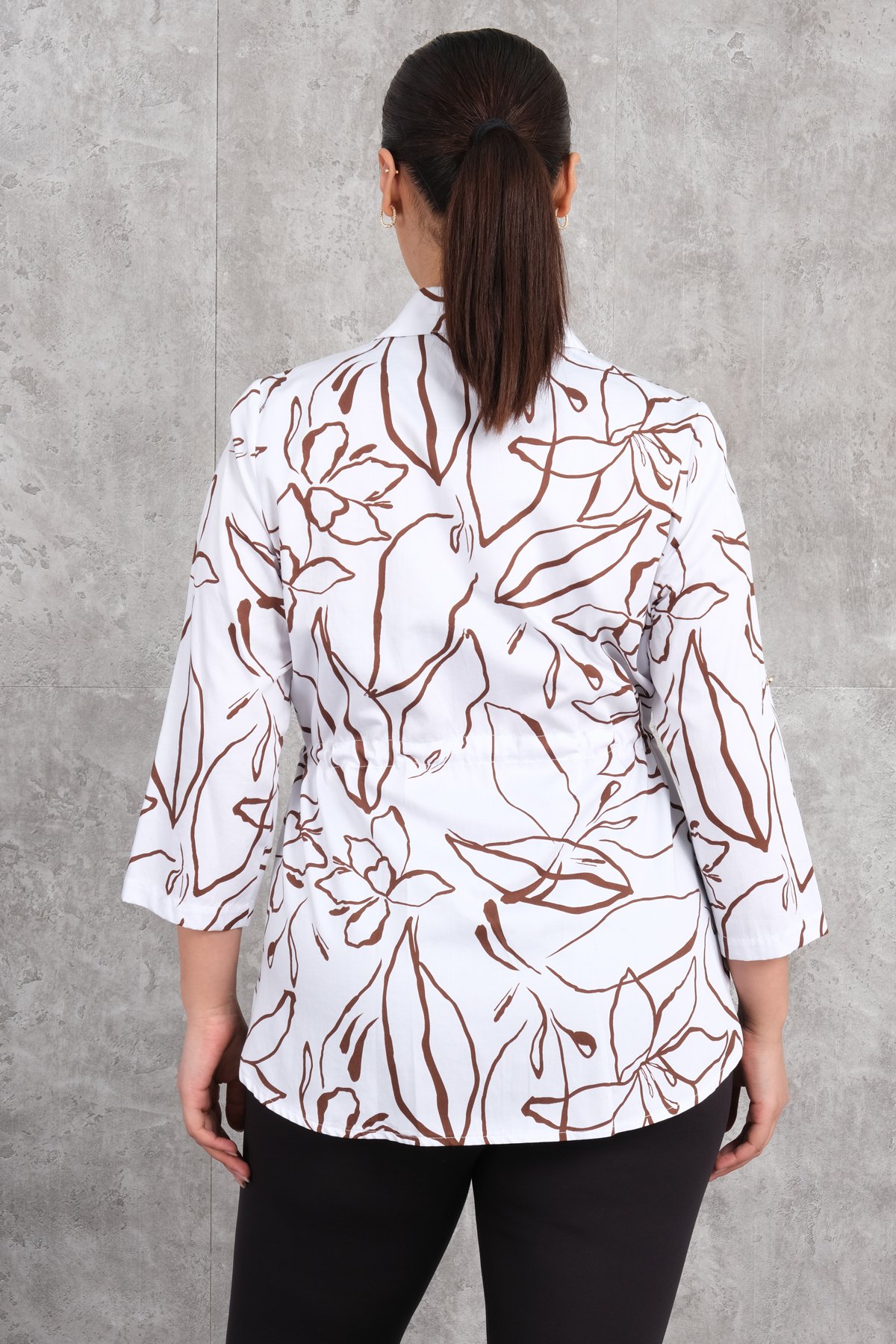 Plus Size Blouse-Brown