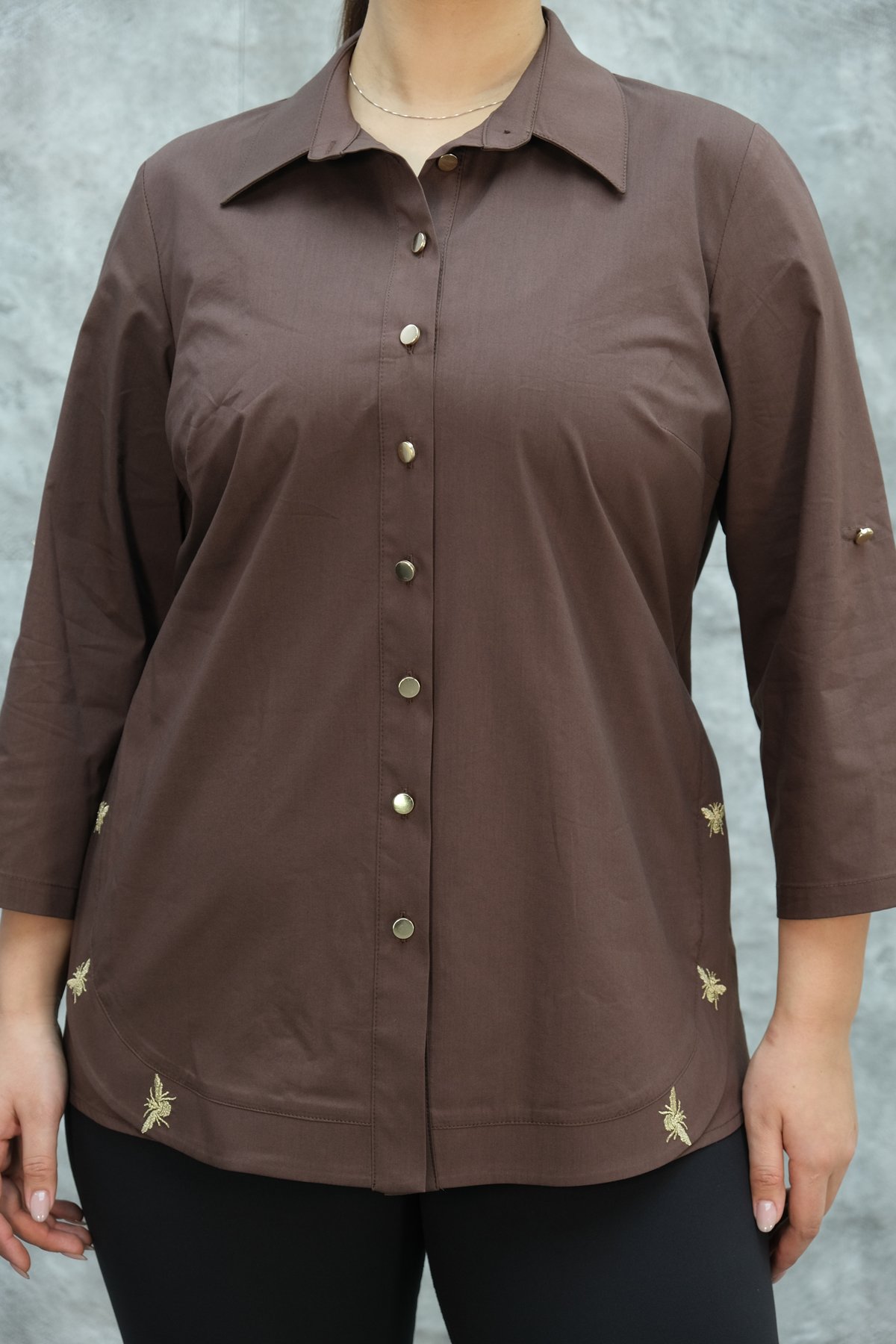 Plus Size Shirt-Brown