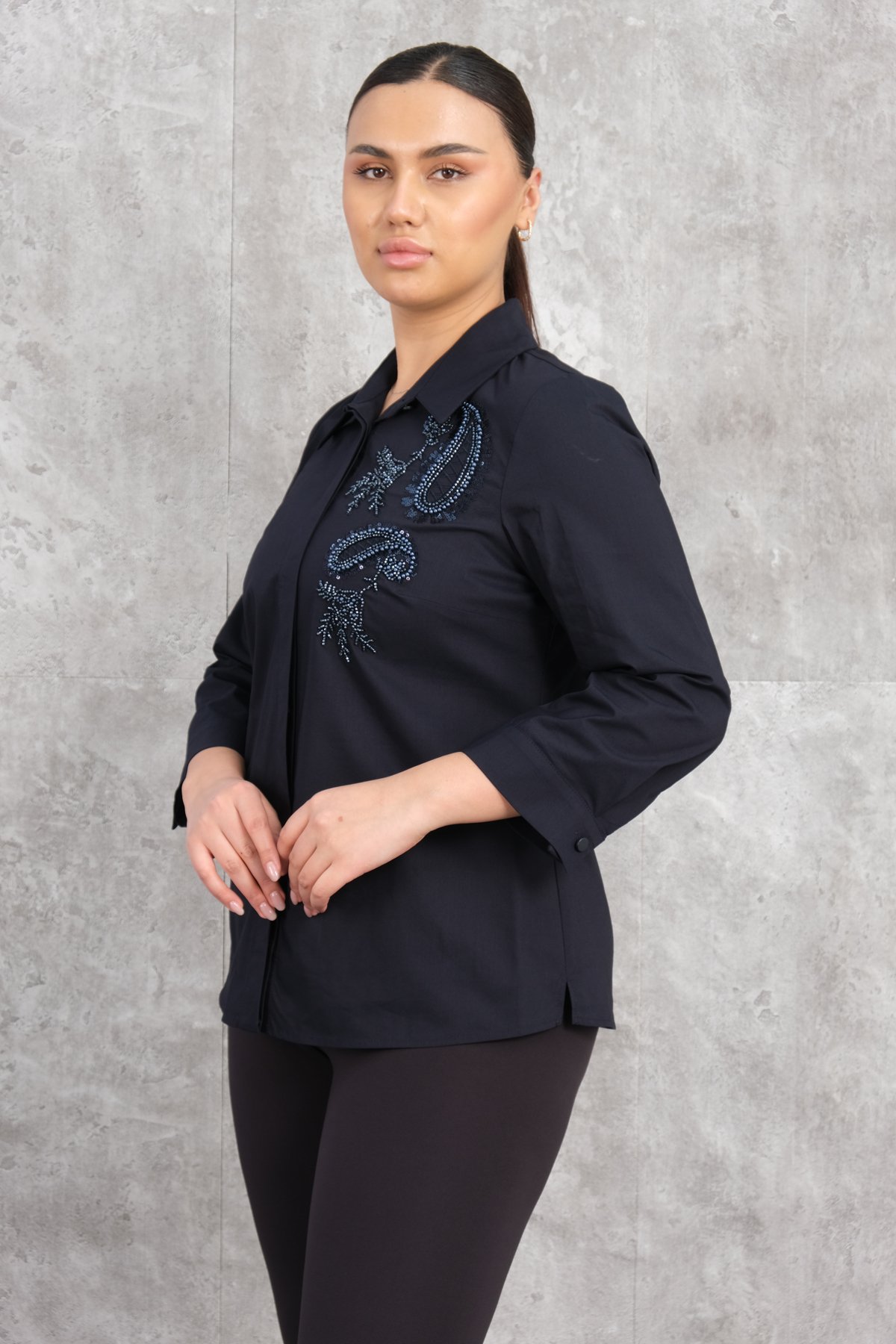 Super Plus Size Shirt-Dark Blue