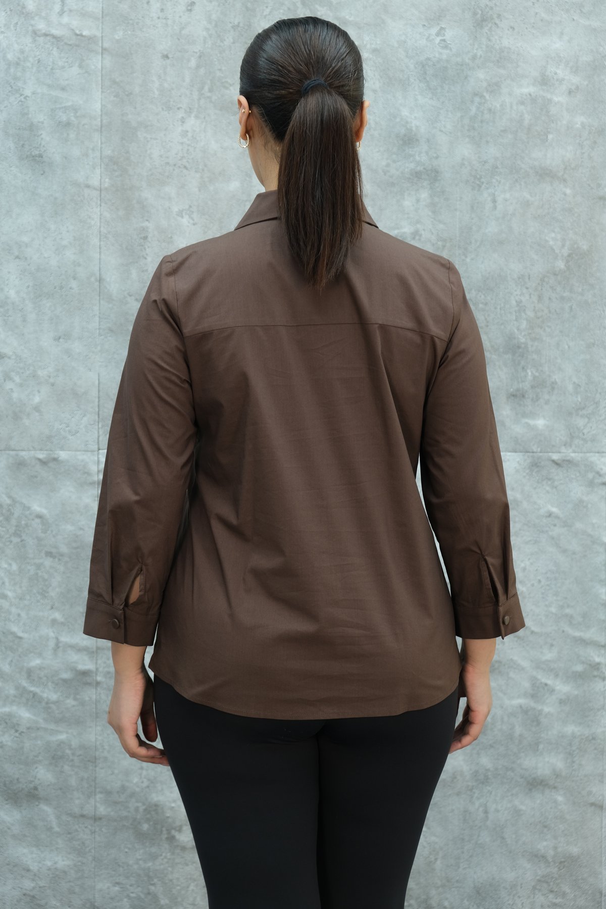 Super Plus Size Shirt-Brown