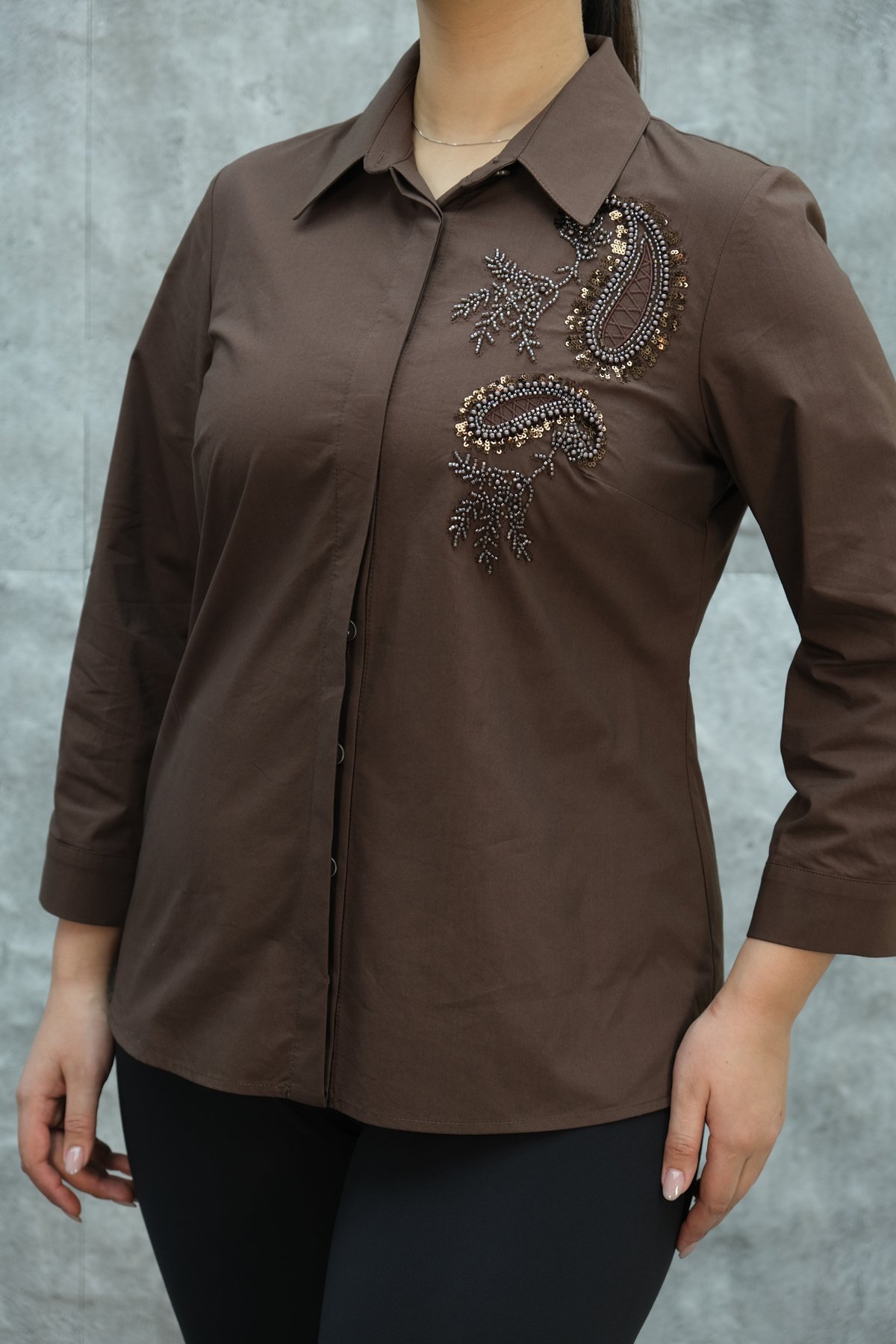 Super Plus Size Shirt-Brown