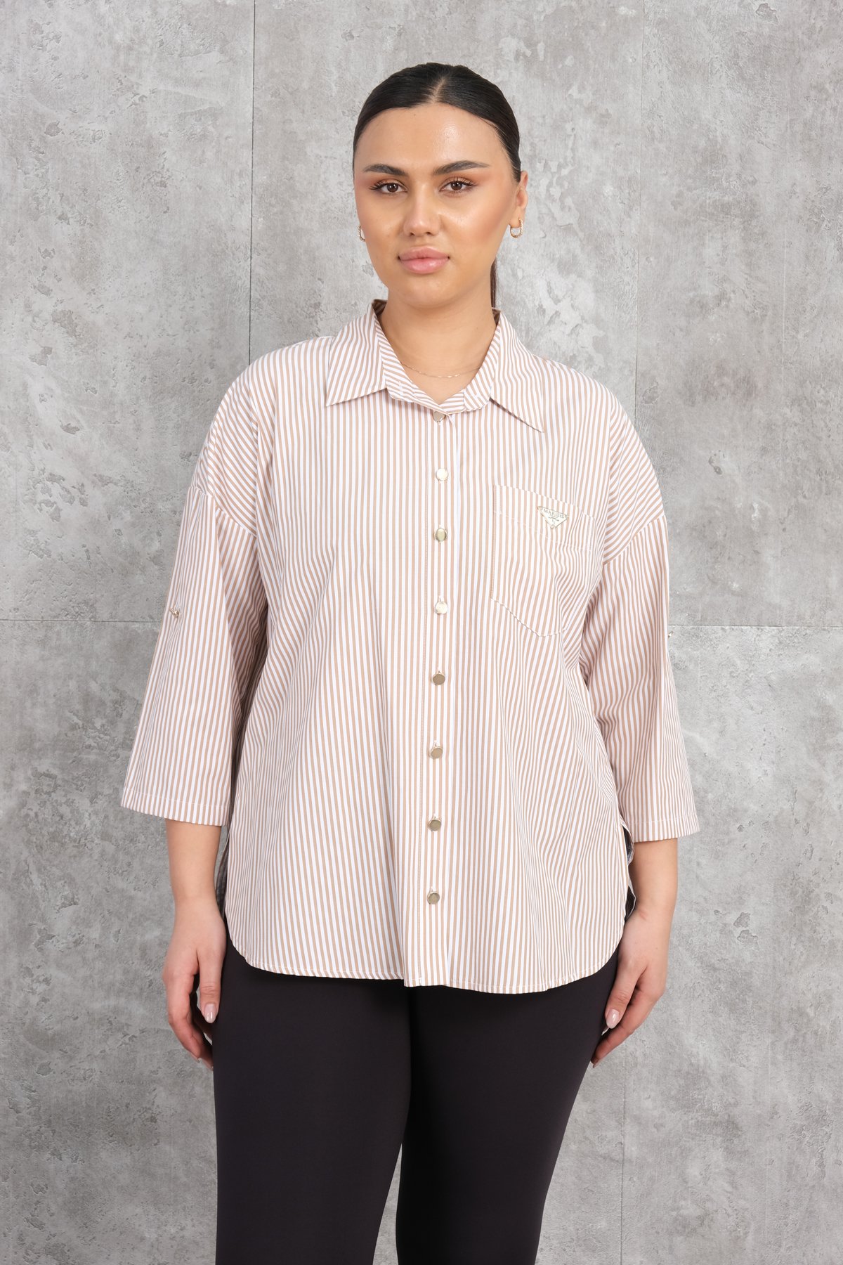 Super Plus Size Shirt-Brown