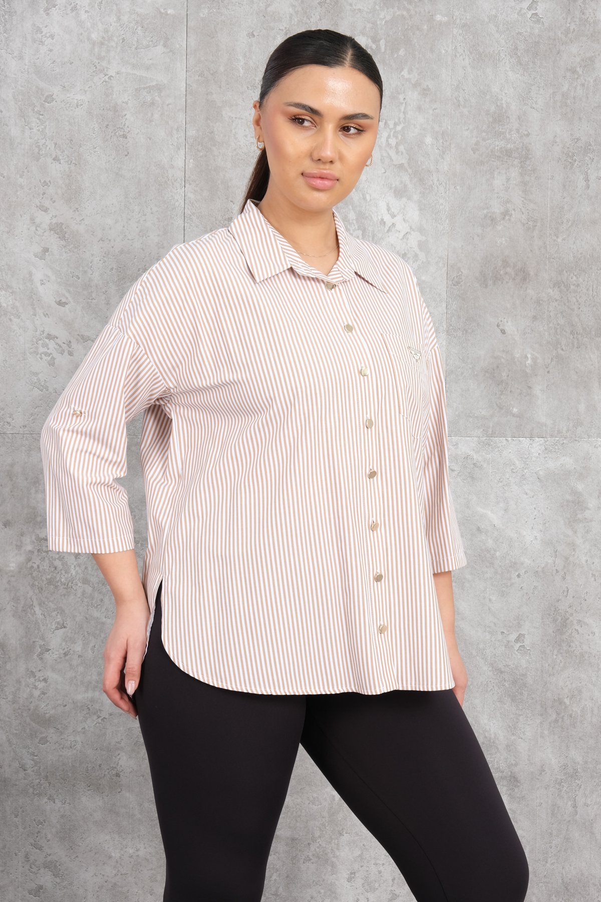Super Plus Size Shirt-Brown