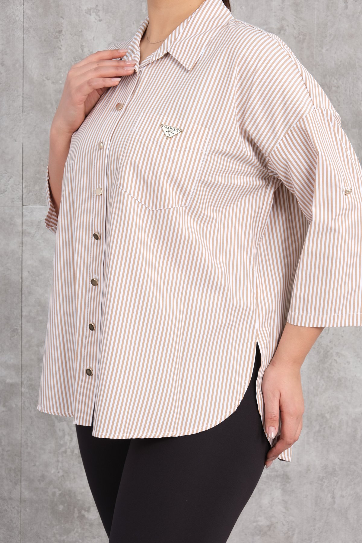 Super Plus Size Shirt-Brown
