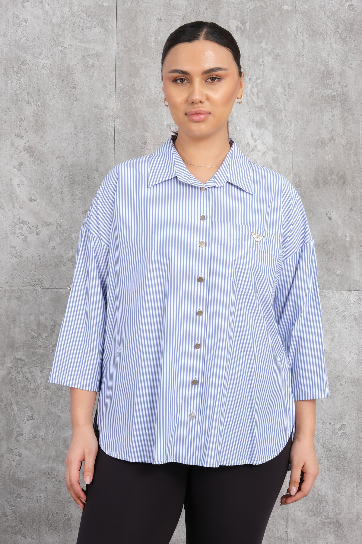 Super Plus Size Shirt-Dark Blue