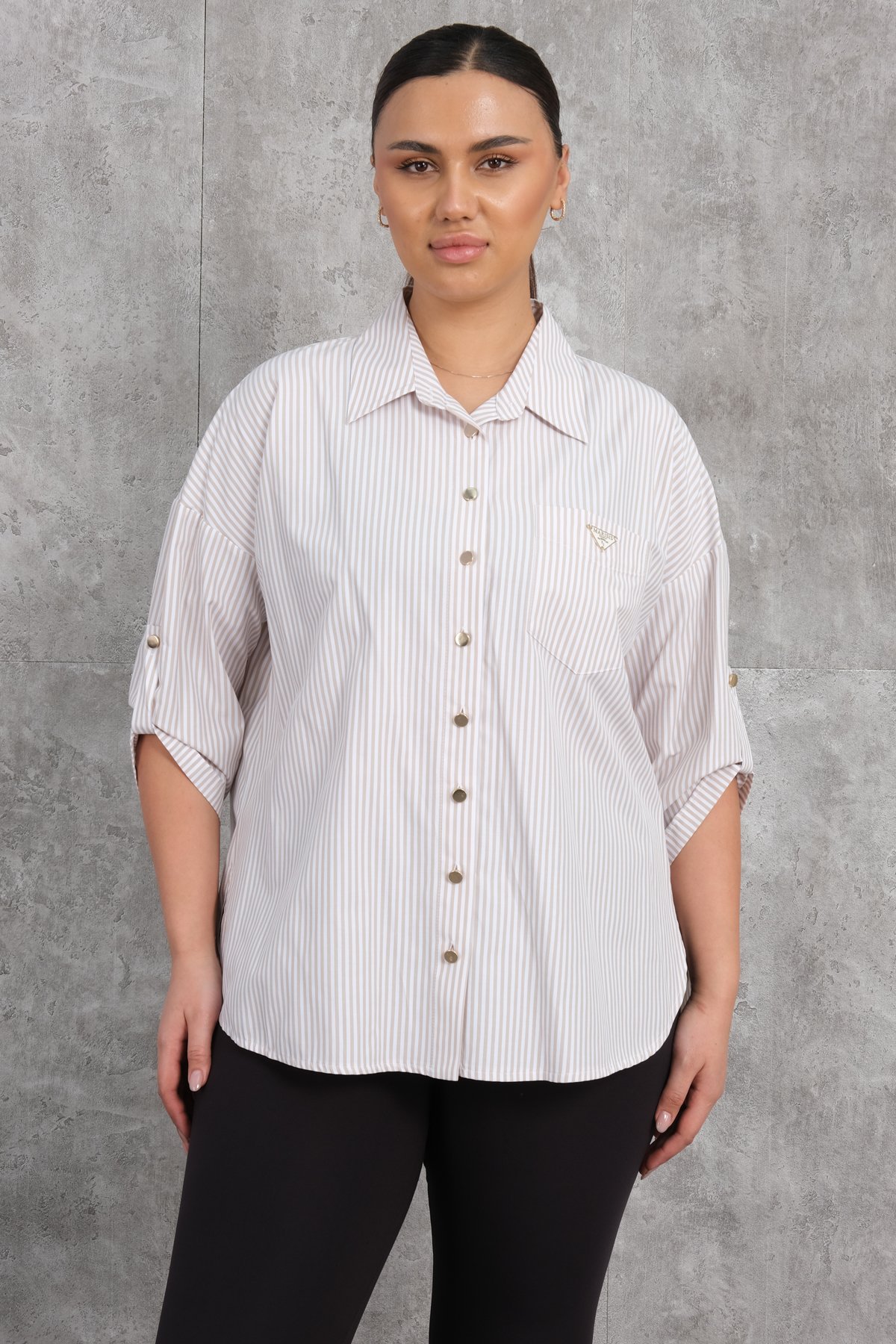 Plus Size Shirt-Beige