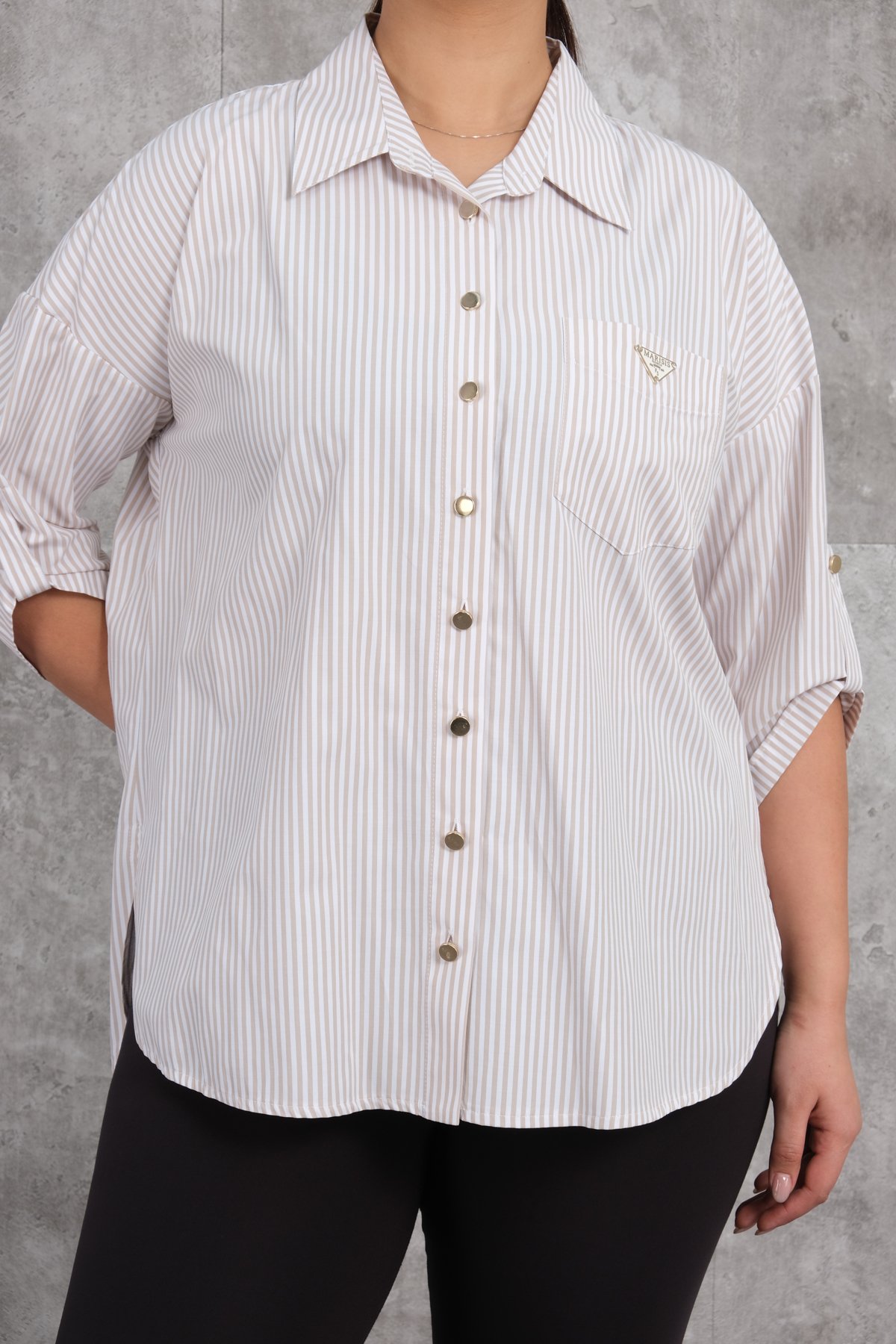 Plus Size Shirt-Beige