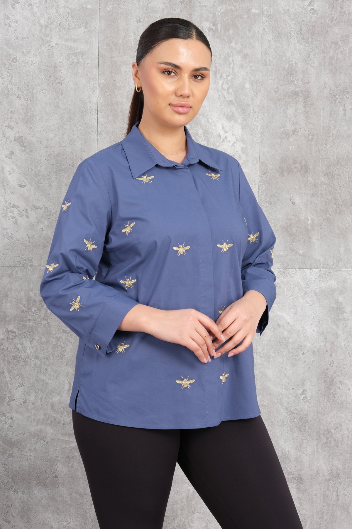 Plus Size Shirt-Indigo