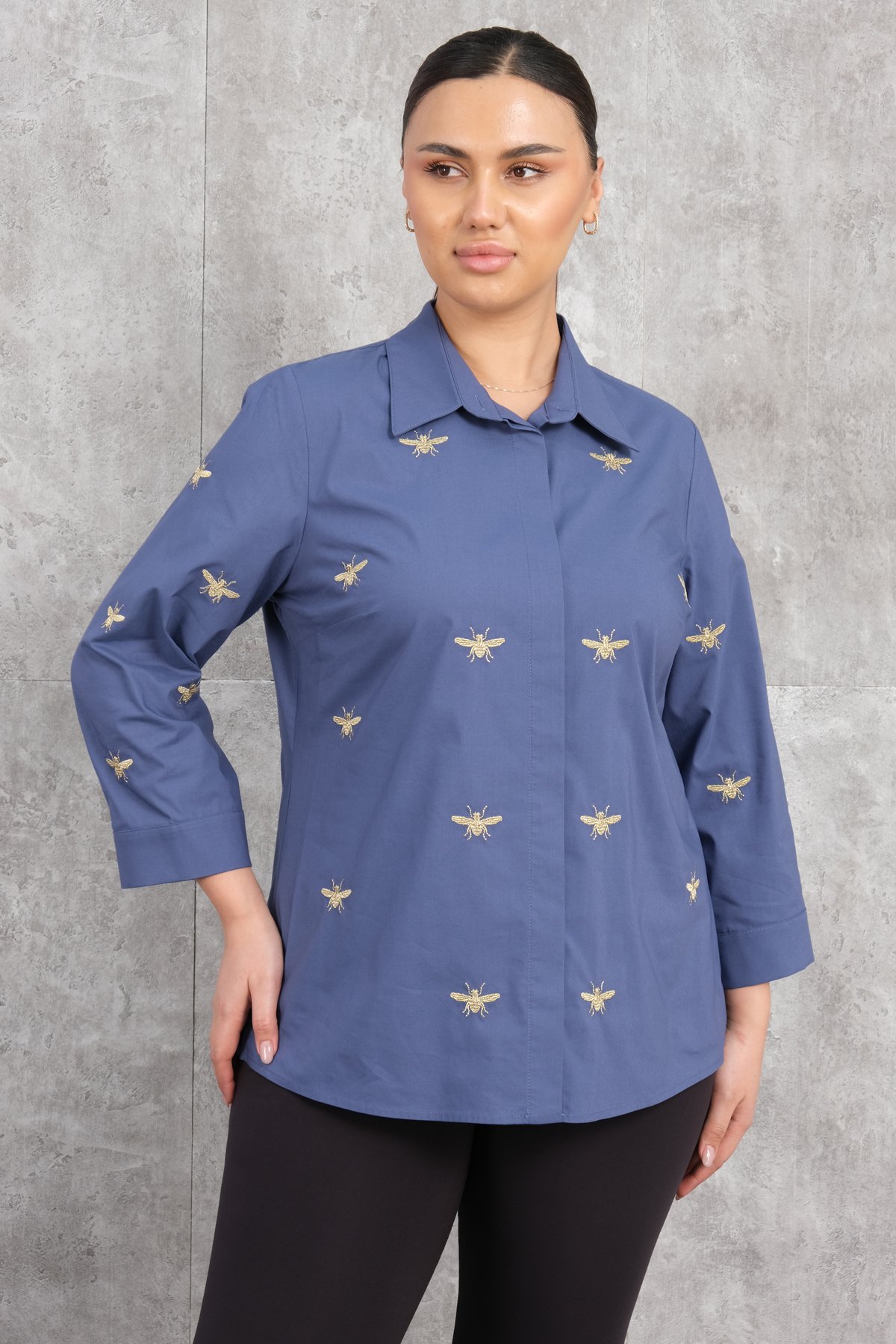Super Plus Size Shirt-Indigo