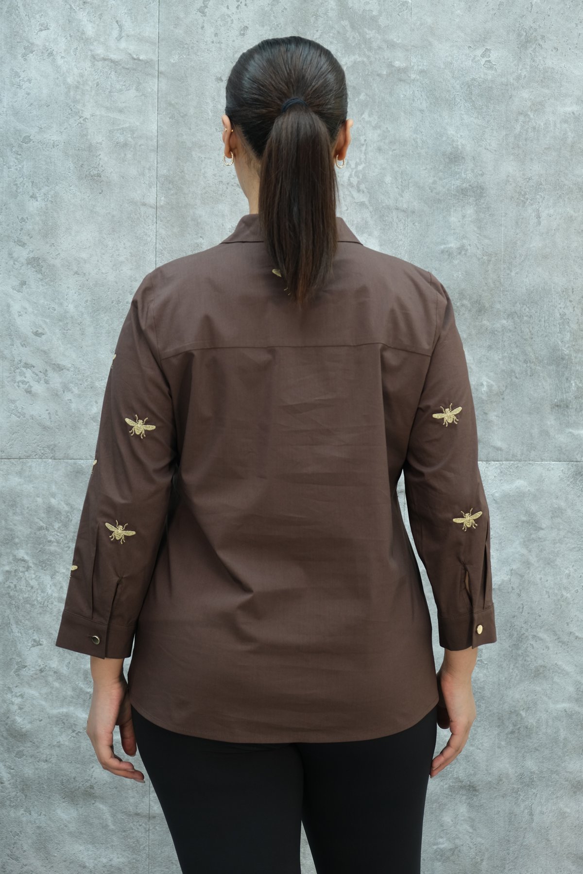 Super Plus Size Shirt-Brown