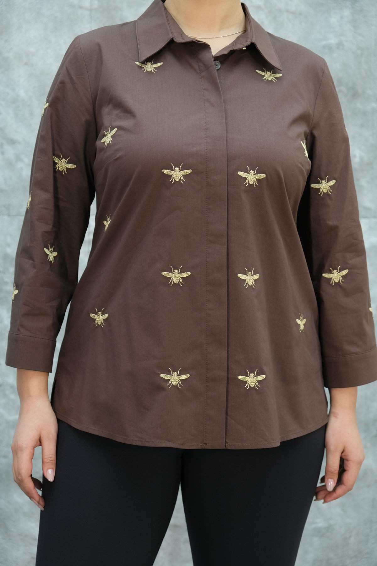 Super Plus Size Shirt-Brown