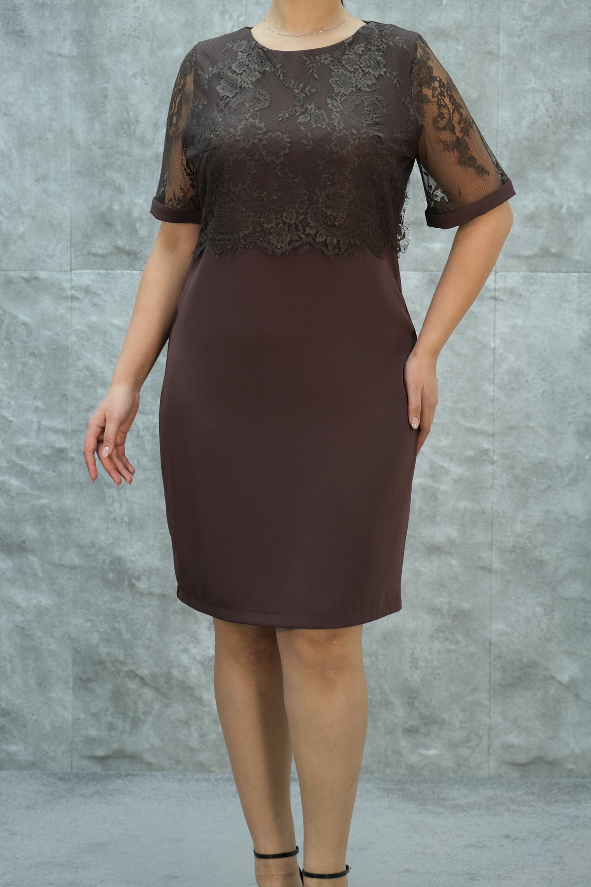 Plus Size Dress-Brown