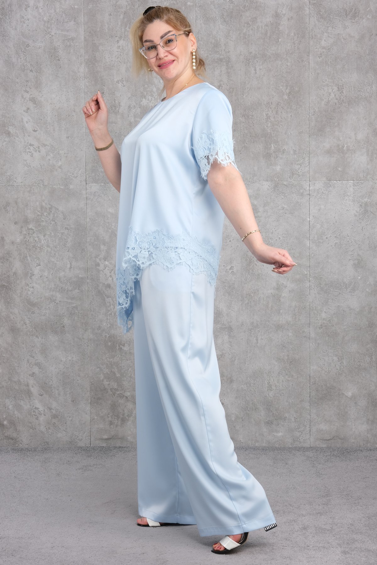 Plus Size Two-Piece Set-Blue