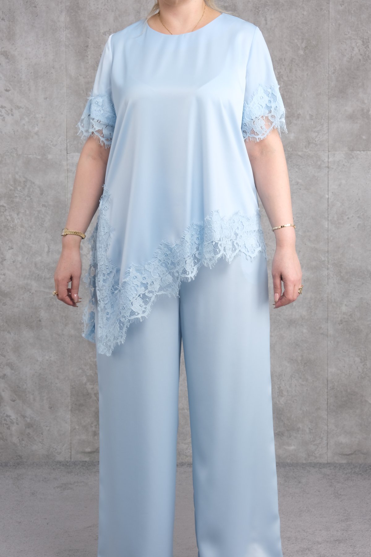 Plus Size Two-Piece Set-Blue