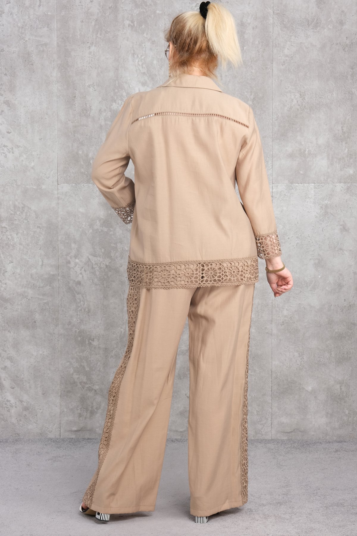 Plus Size Two-Piece Set-Beige