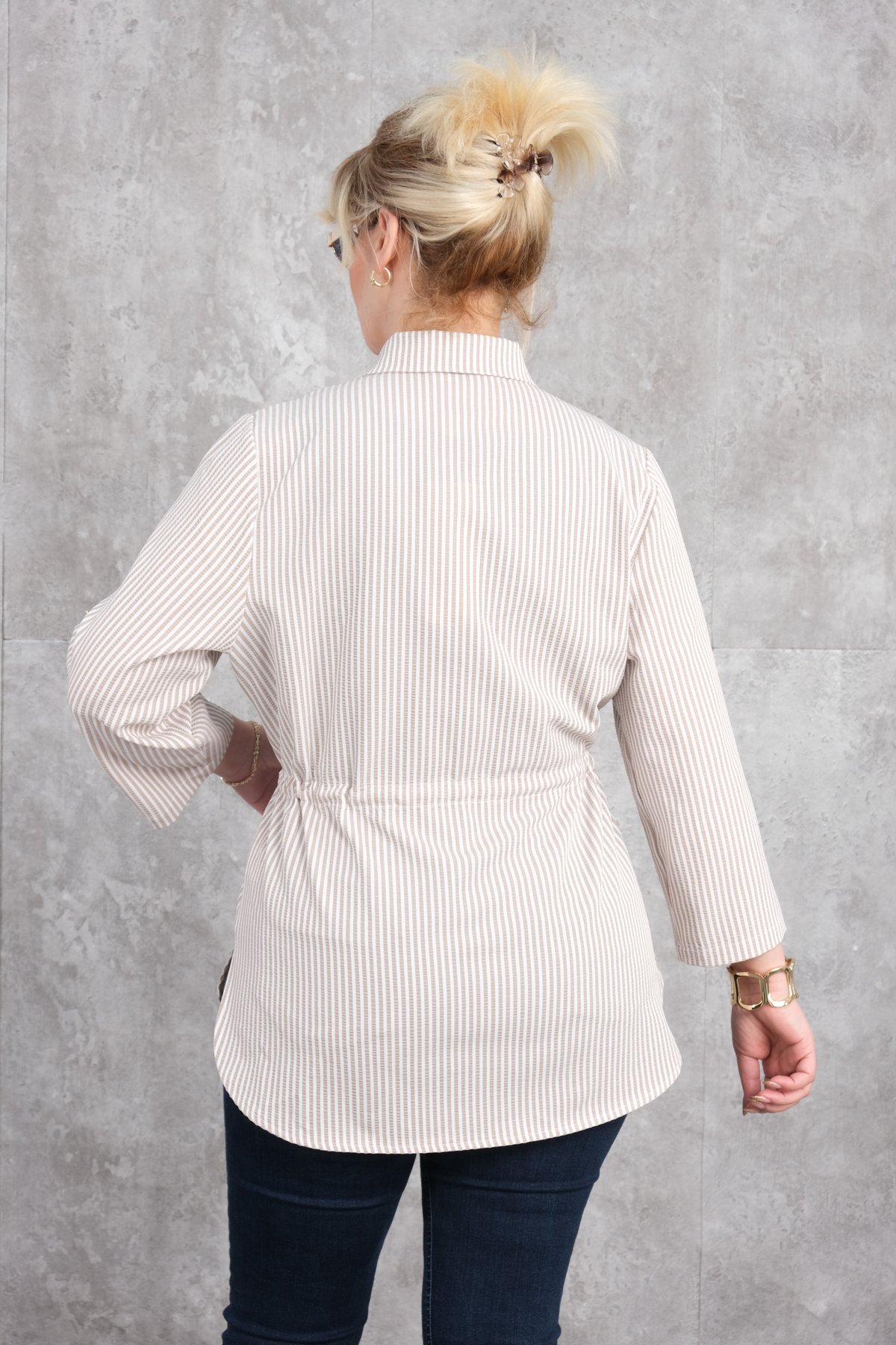 Plus Size Blouse-Beige