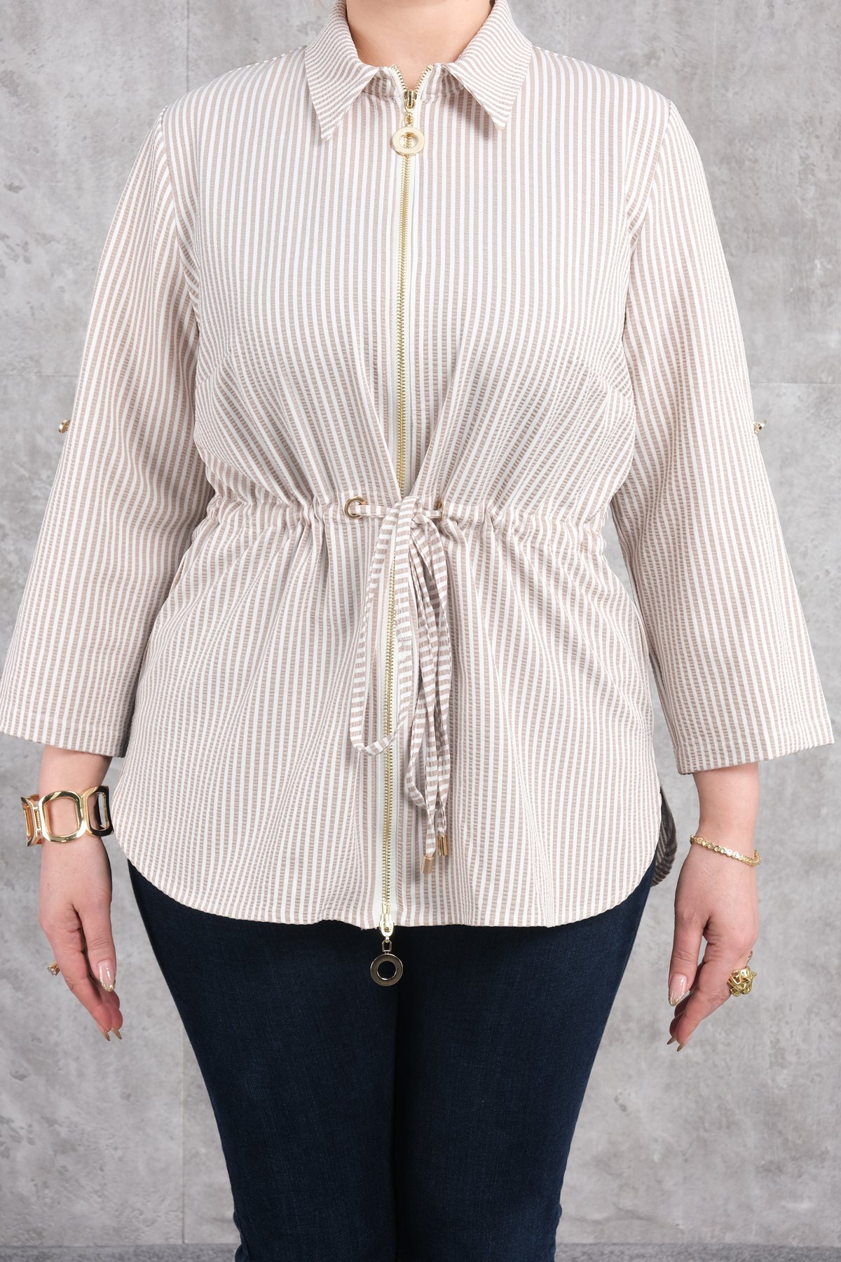 Plus Size Blouse-Beige