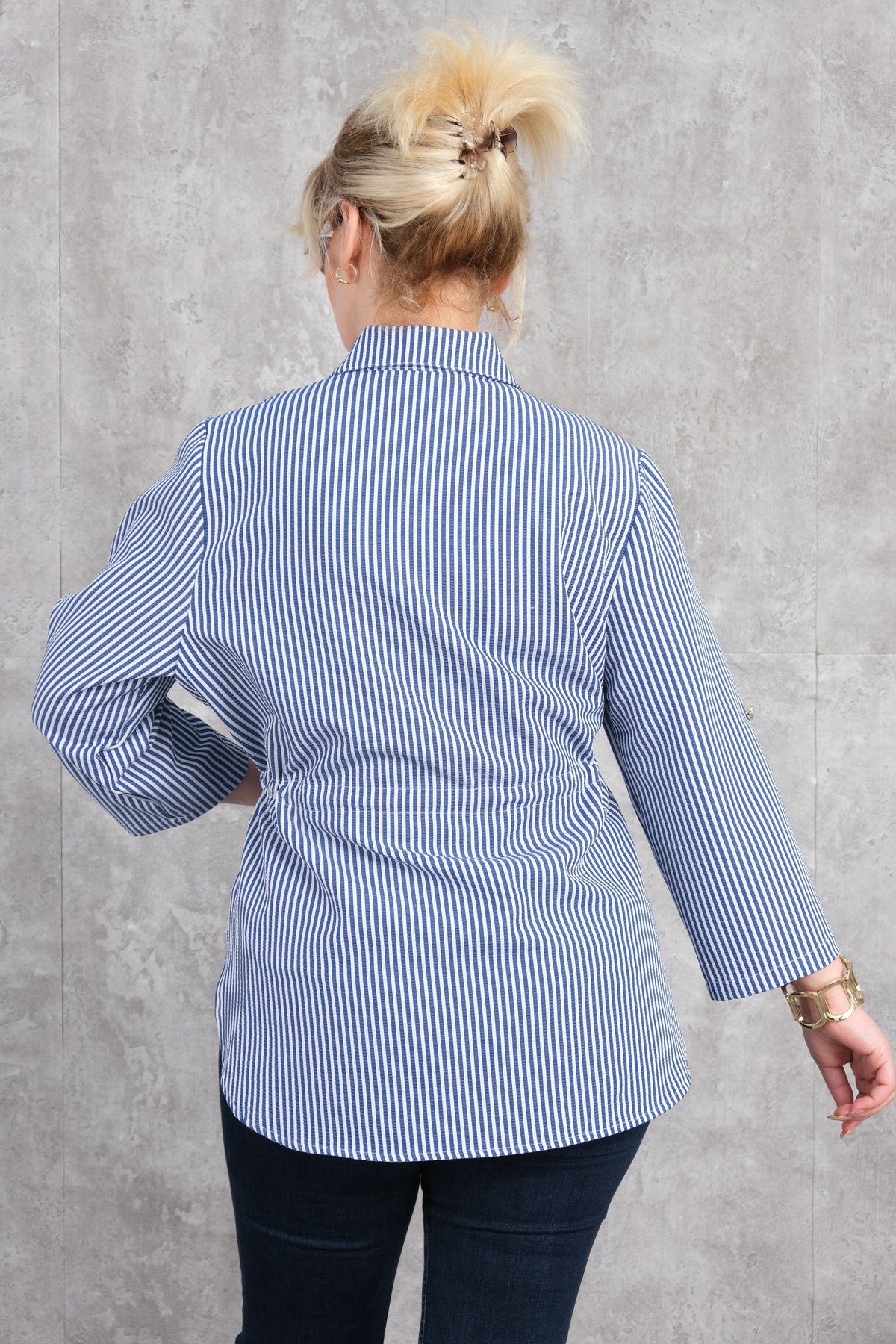 Plus Size Blouse-Dark Blue