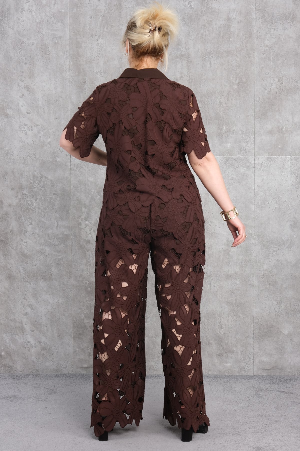 Super Plus Size Two-Piece Set-Brown