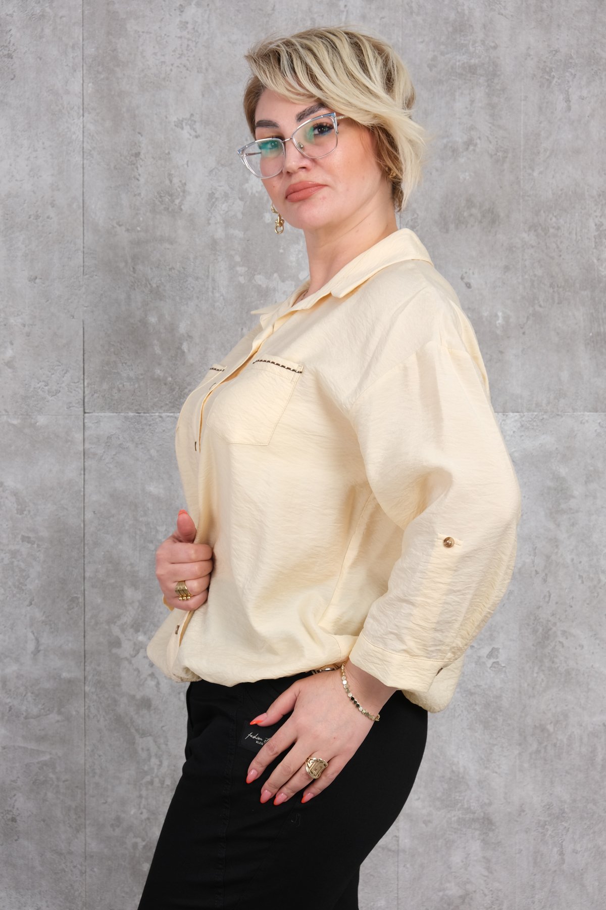 Plus Size Blouse-Yellow