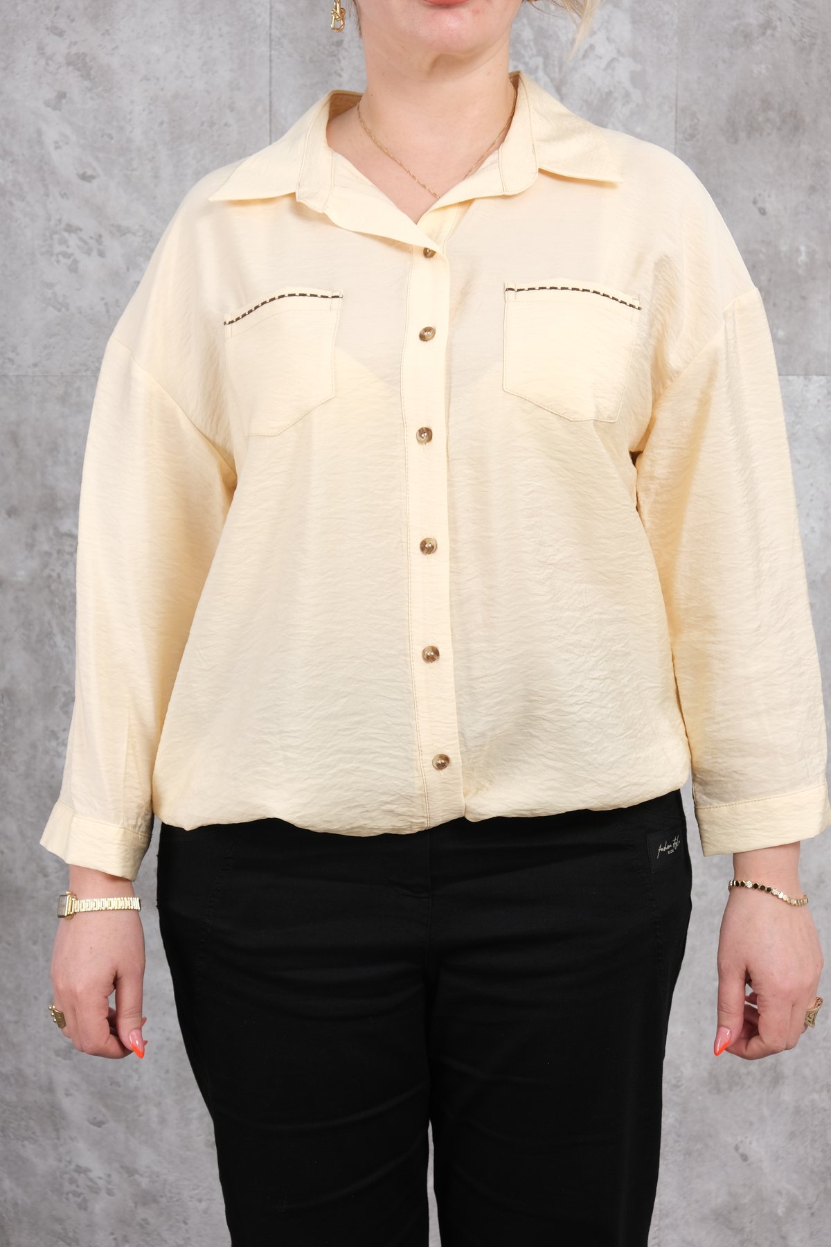 Plus Size Blouse-Yellow