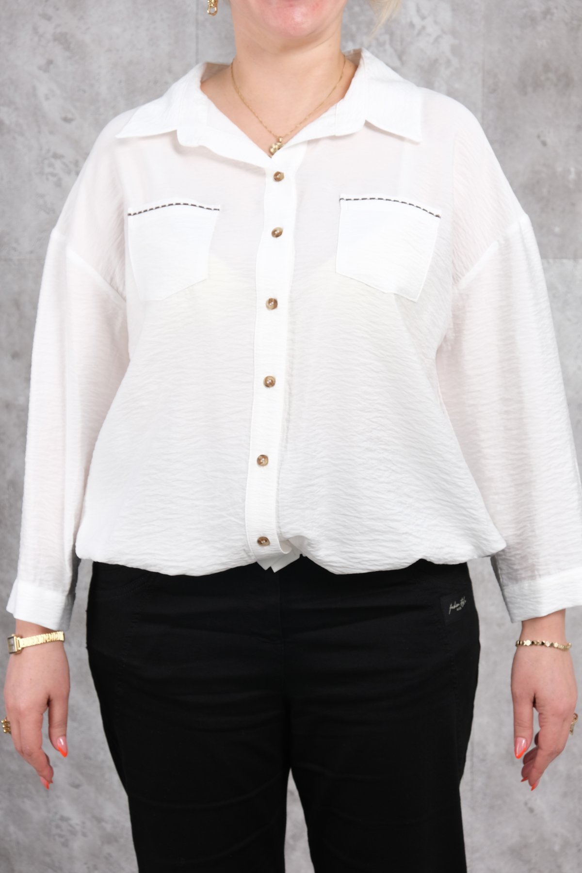 Plus Size Blouse-White