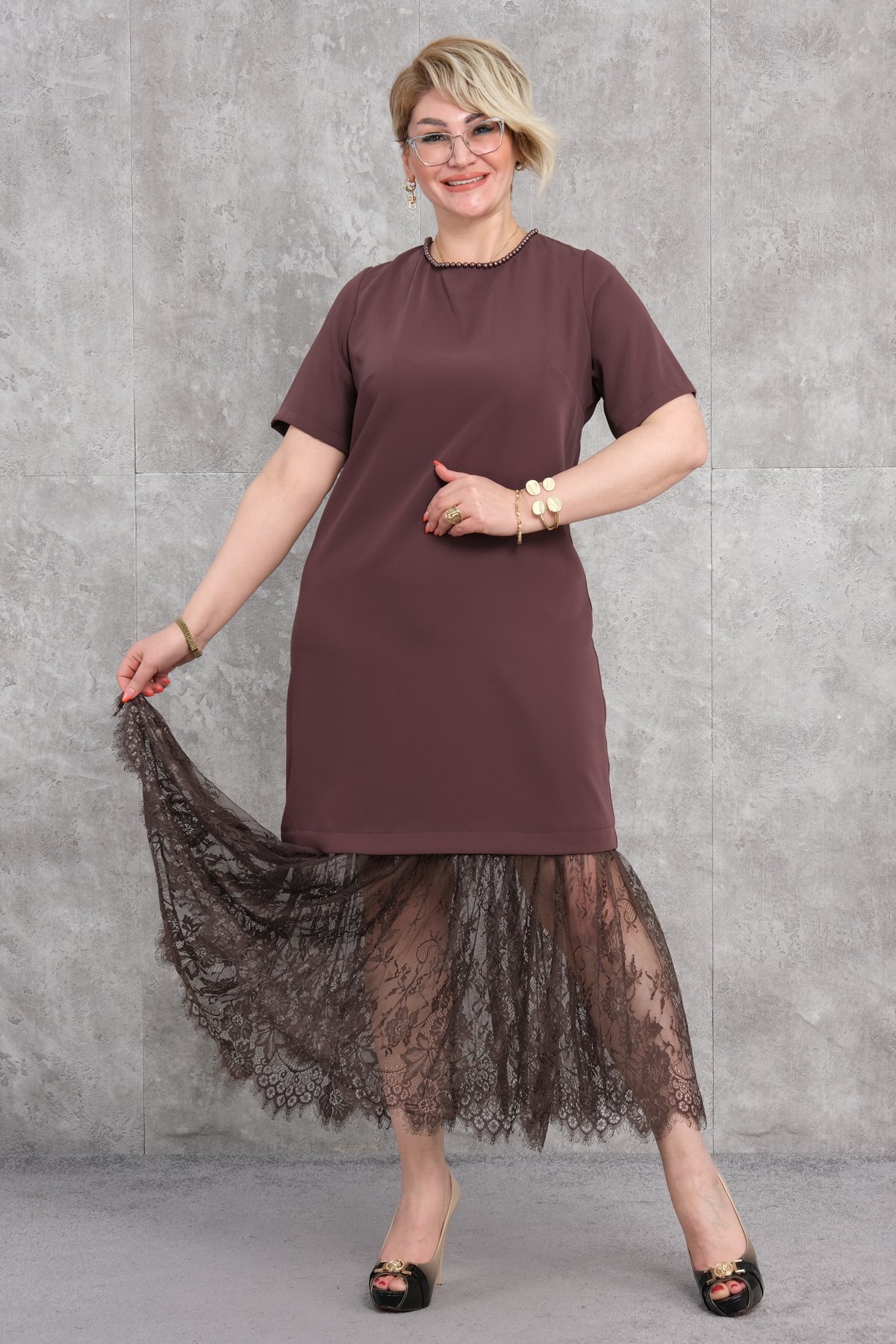Super Plus Size Dress-Brown