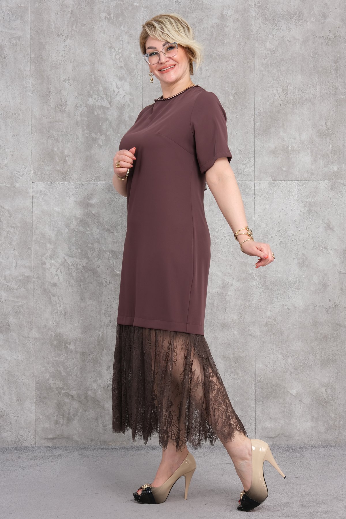 Super Plus Size Dress-Brown