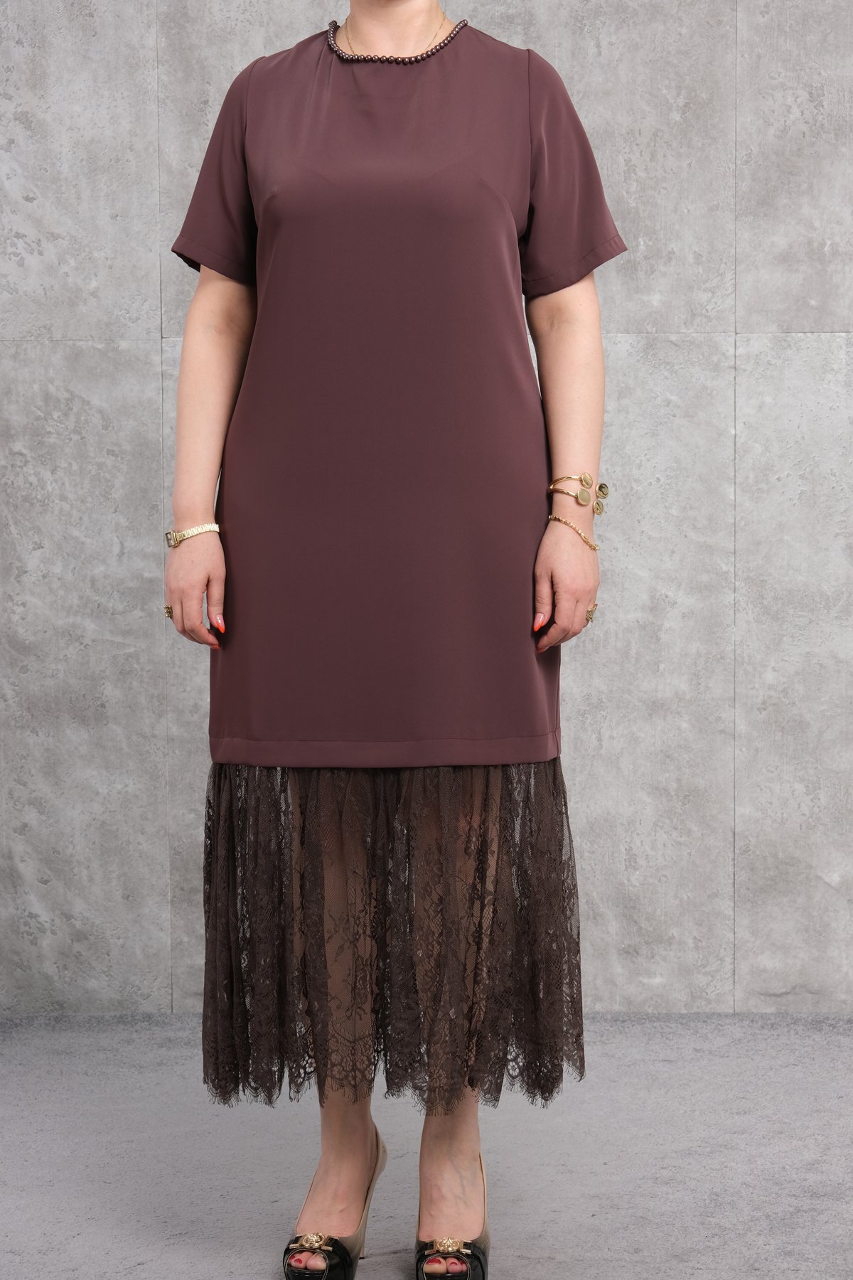 Super Plus Size Dress-Brown