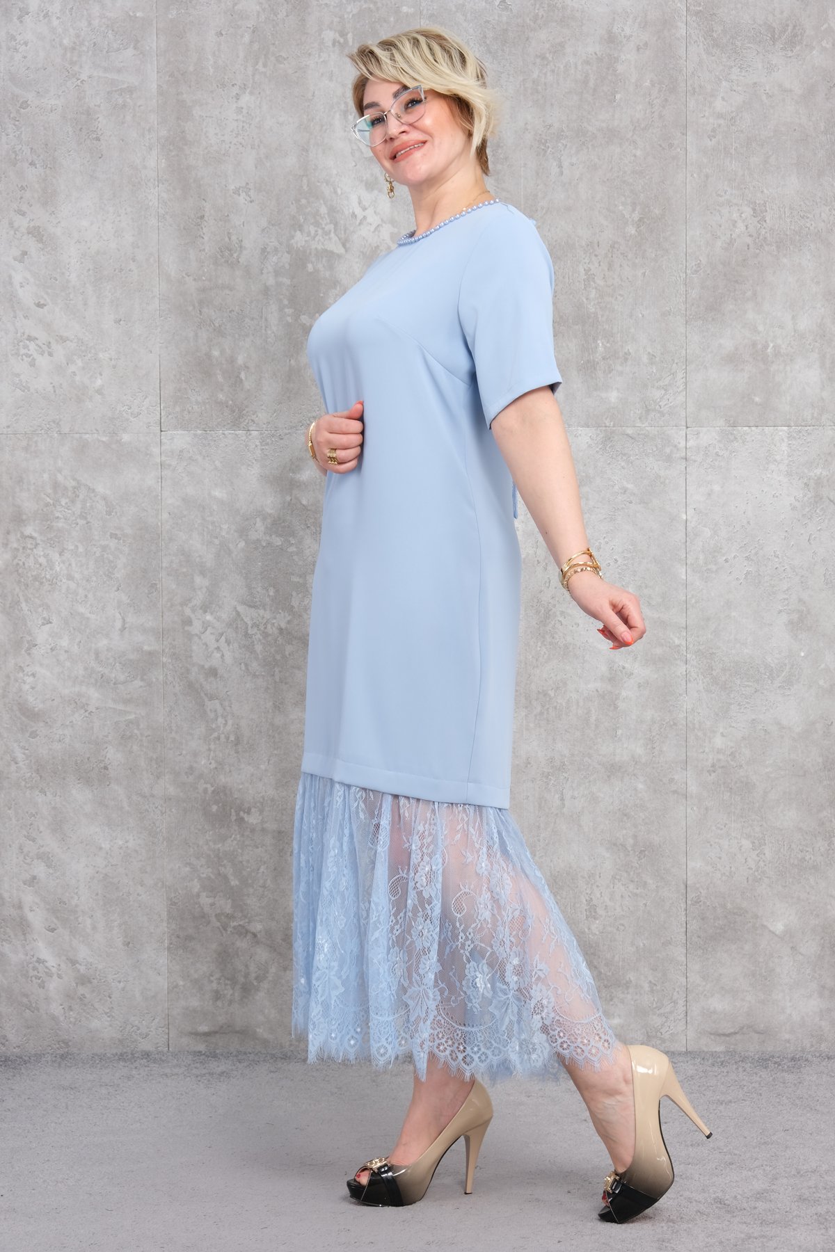 Платье больших размеров-Синий