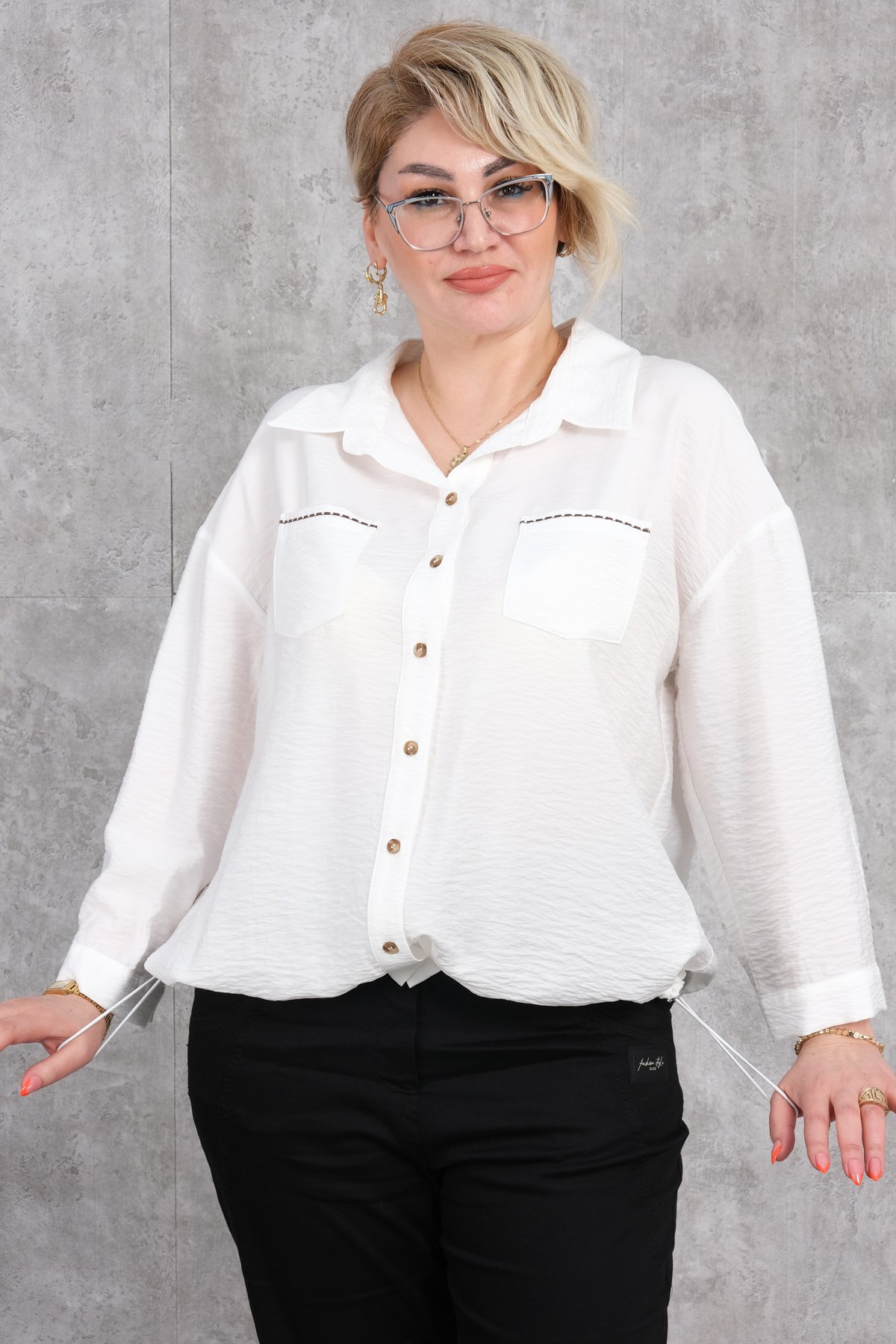 Super Plus Size Sports Blouse-White