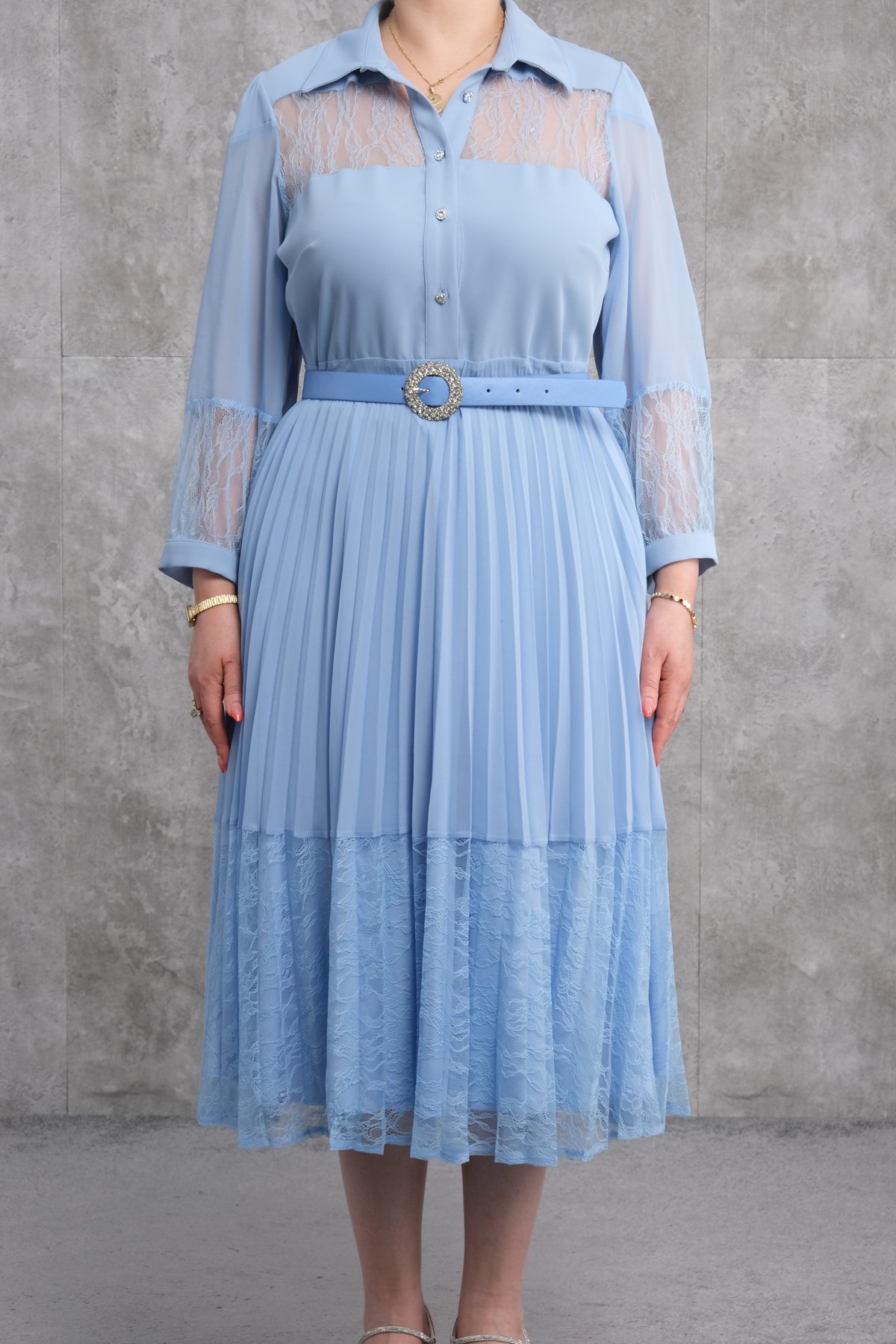 فستان مقاس كبير-الأزرق