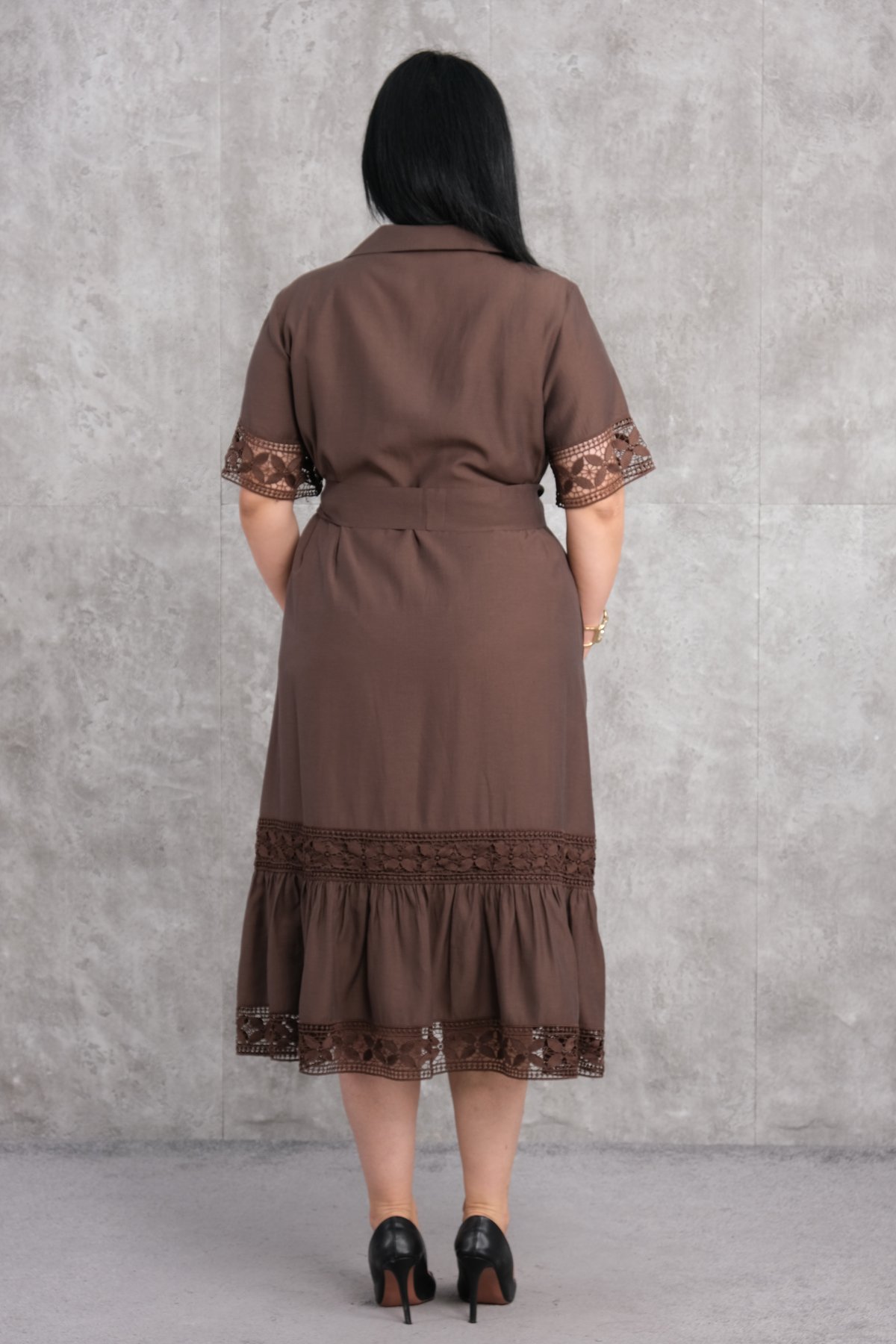 Супер баттал платье-Коричневый