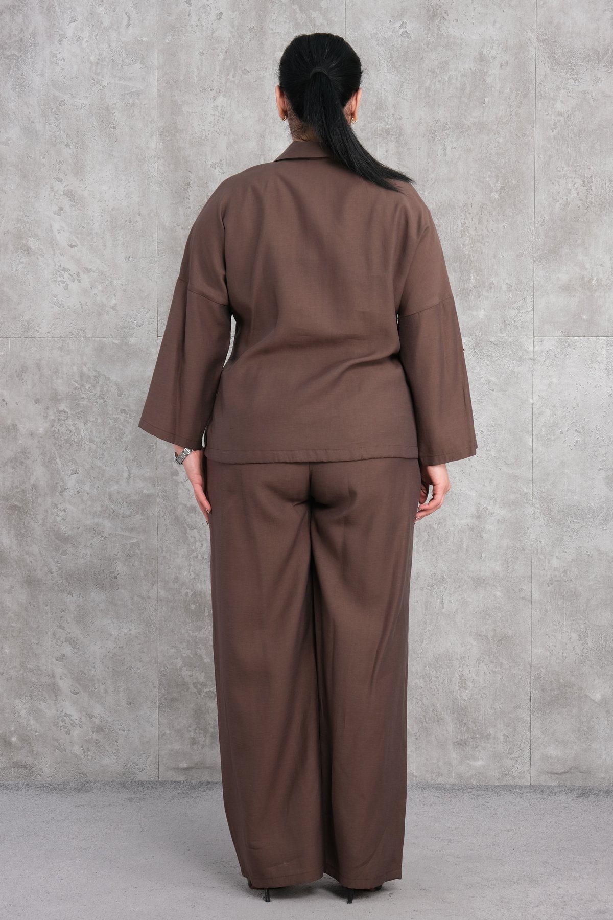 Plus Size Two-Piece Set-Brown