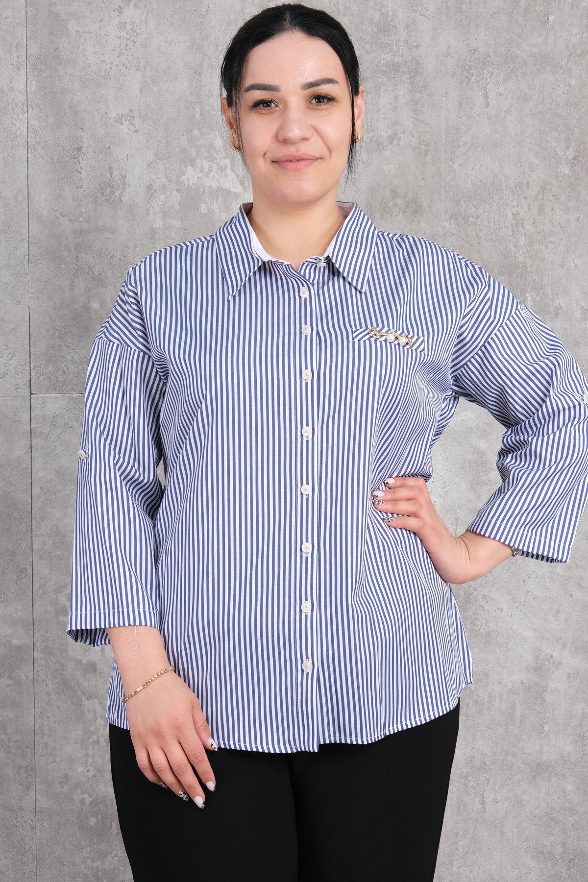 Plus Size Shirt-Dark Blue
