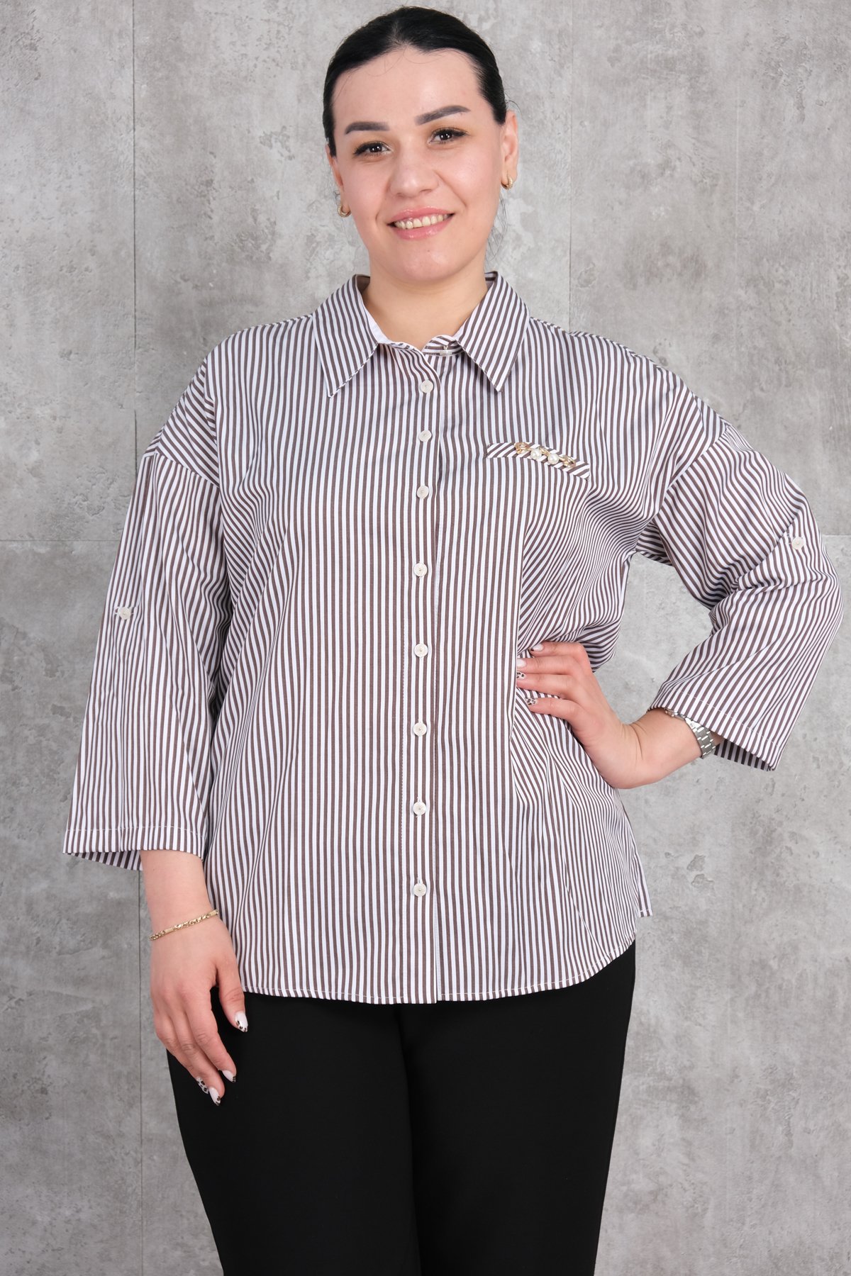 Plus Size Shirt-Brown